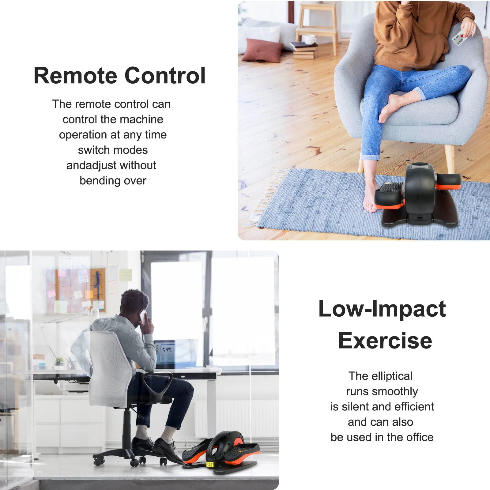 Baokaler Under Desk Elliptical Exercise Machine, Electric Elipsefit Leg Exerciser while Sitting for Seniors,12 Adjustable Speeds with Remote Control