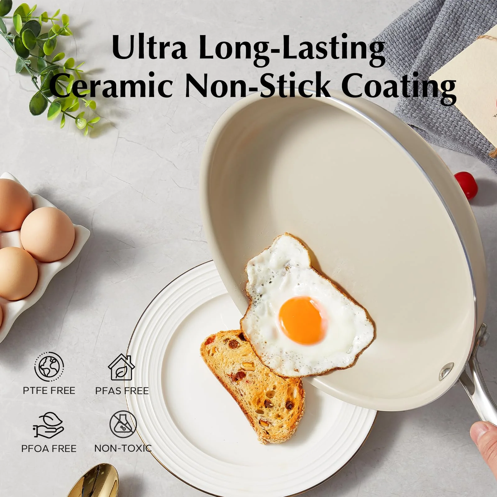 Redchef Non Stick Ceramic Frying Pan Set Ceramic Pans for Cooking Stainless Steel Handle