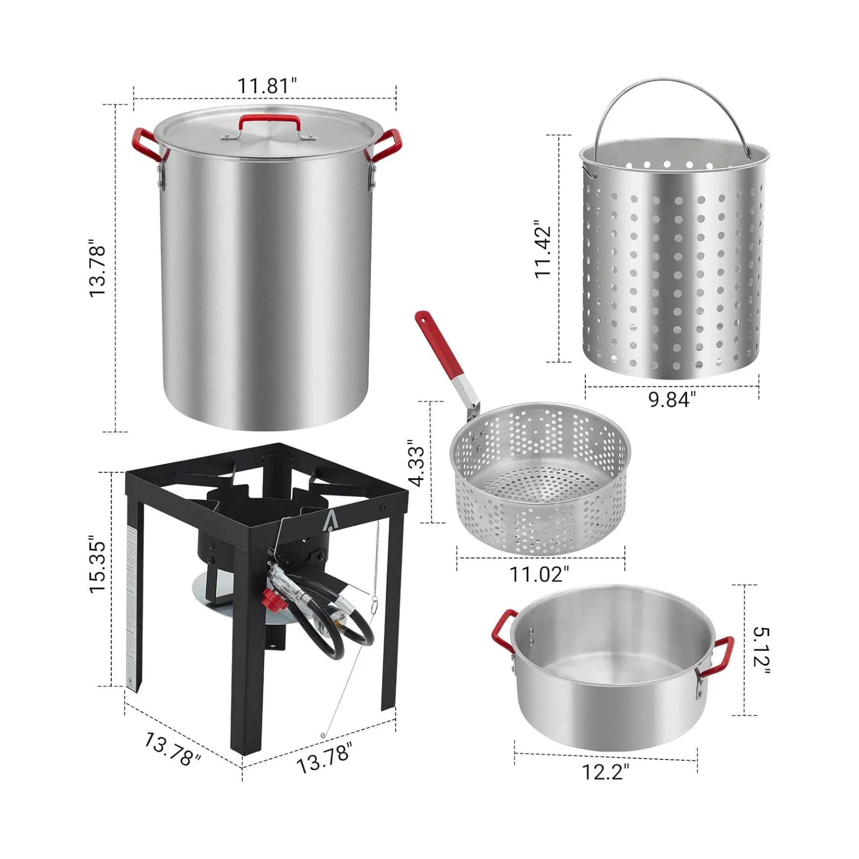 30 QT Turkey Fryer Cooker Set and 10 QT Kit,Home 50,000 BTU Aluminum Turkey Deep Fryer and Propane Burner Kit, Outdoor Propane Deep Fryers Stove Burner Stand, Baskets, Marinade Injector, Temperature Gauge