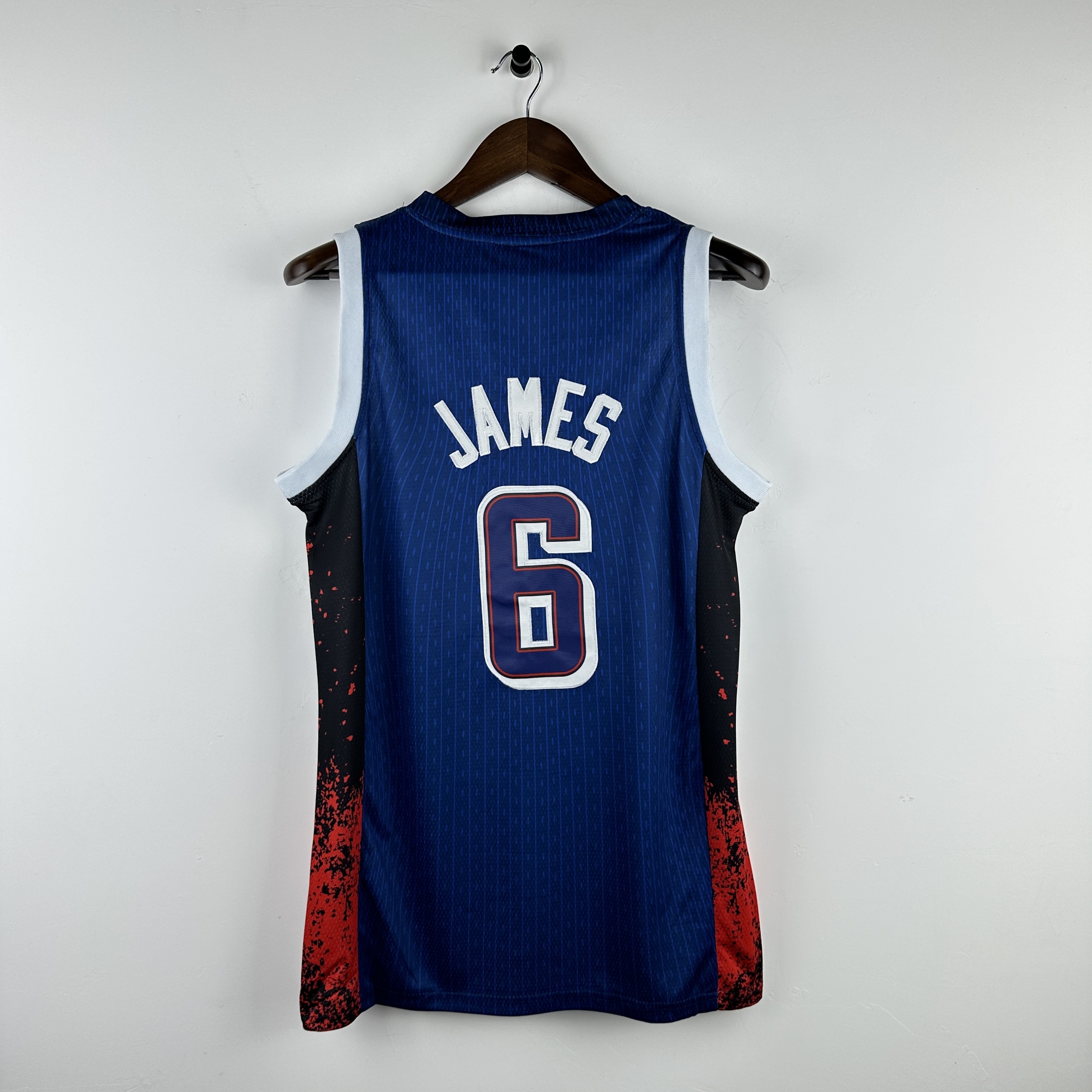 Embroidered 24th season USA team navy blue No. 6 James