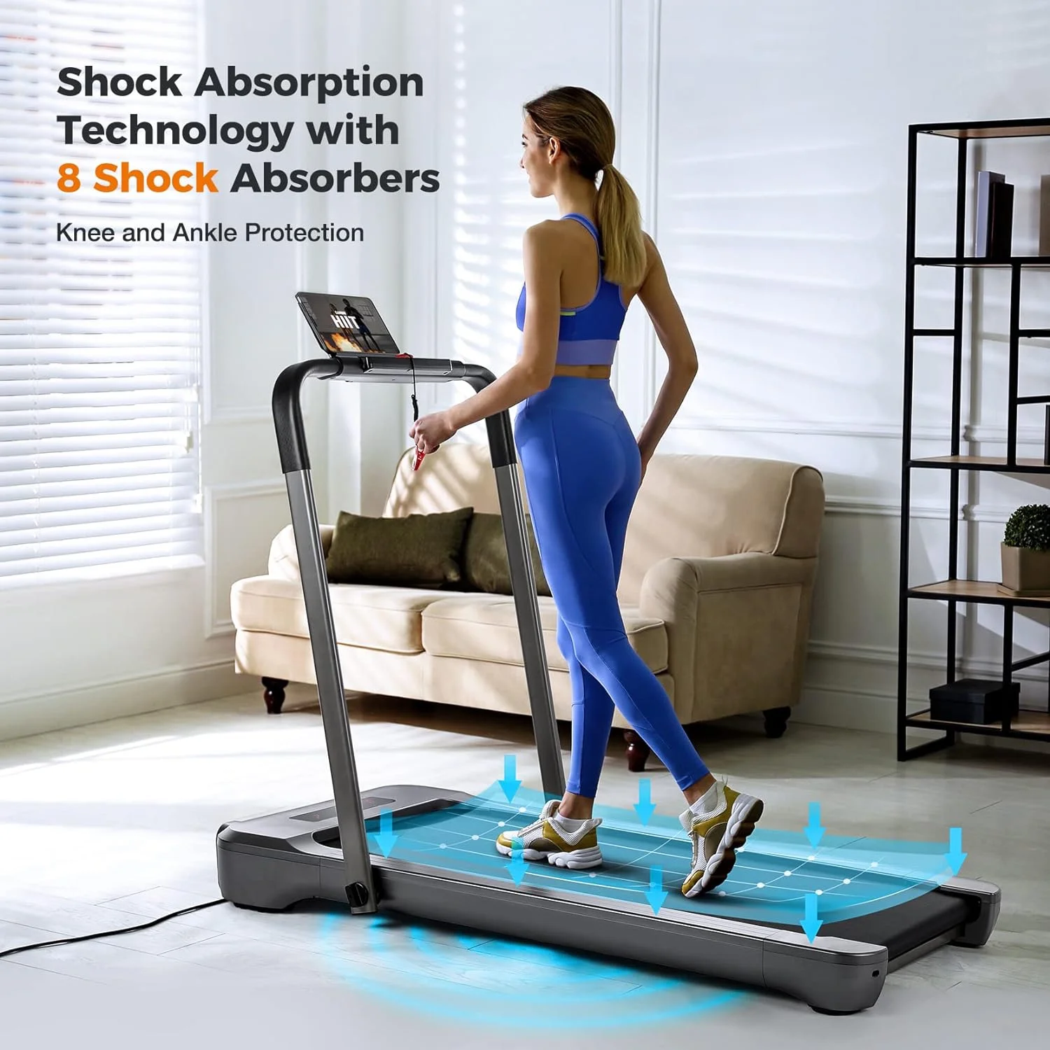 Foldable Treadmill, Dprodo 2-in-1 Walking Pad 3.0HP Under Desk Treadmill, Widened 18.1 inche Running Belt,Speeds 0.5-8Mph Exercise Treadmill 350 lbs Capacity with App Connection, Remote