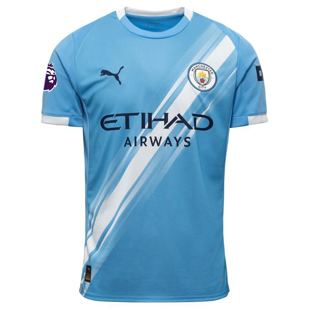 Puma Kevin De Bruyne Manchester City Home Jersey 25/26 w/ EPL + Sponsor Patch (Team Light Blue/Puma White)