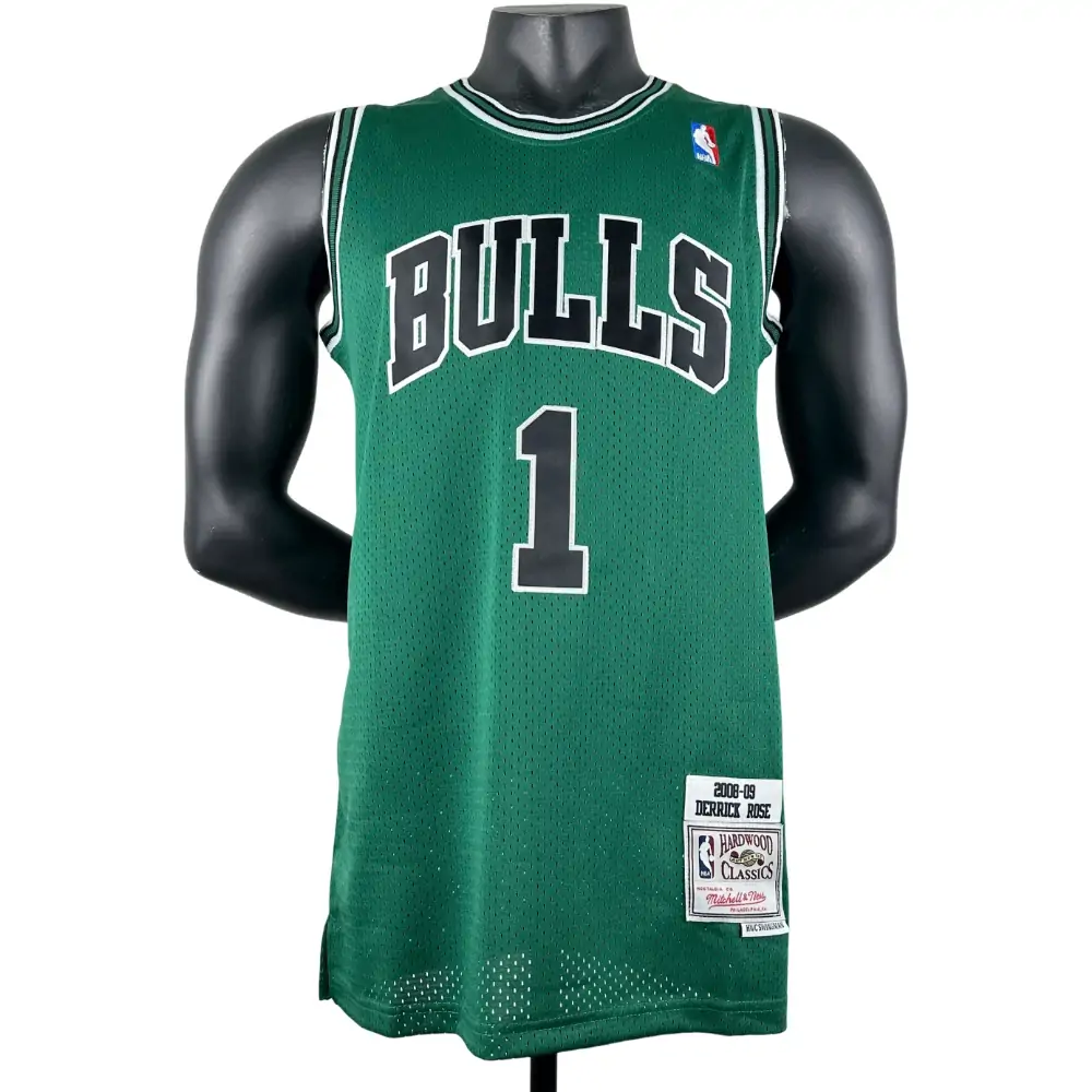 Embroidered MN Retro Jersey Bulls 08/09 Season Green No. 1 Rose