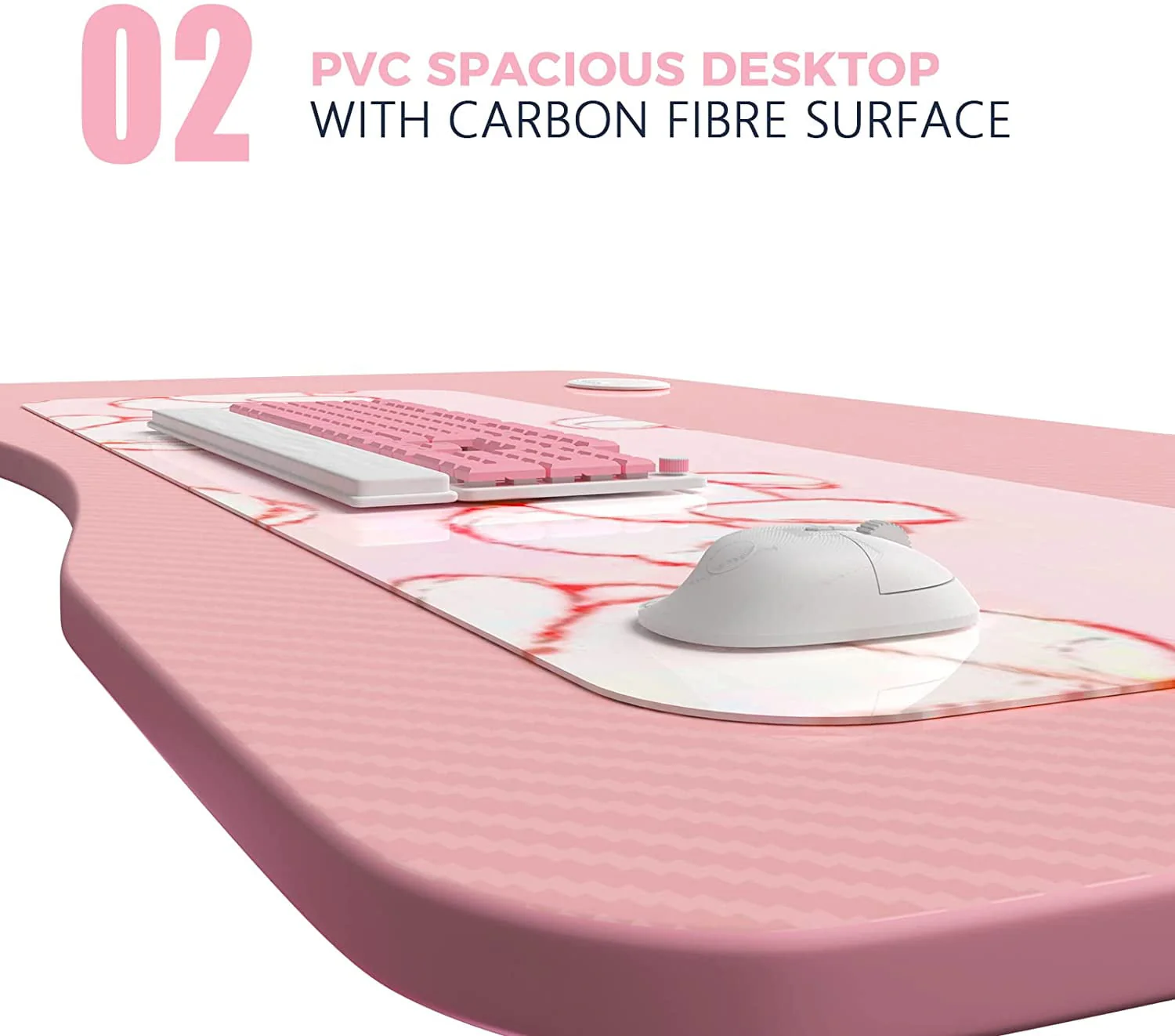 Vitesse Pink Gaming Desk 40 Inch Computer Desk Cute Gaming Table T-Shaped Girl Gamer Desk Gaming Workstation Home Office Desk with Carbon Fiber Surface and Headphone Hook (Pink)