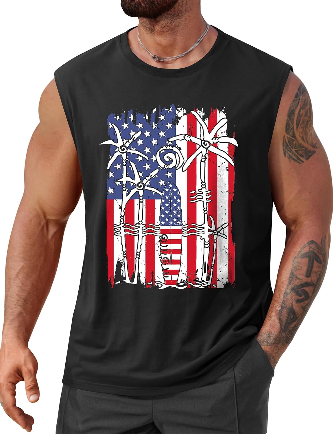 Men's Beach Summer Tank Tops Palm Tree Graphic