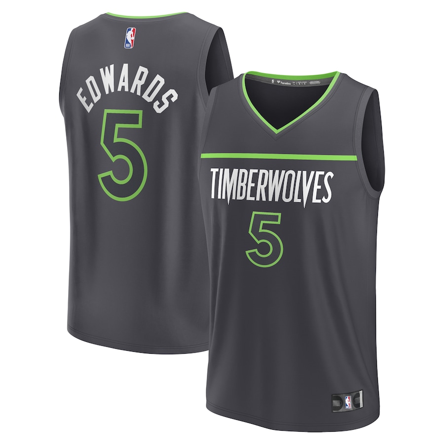Youth Minnesota Timberwolves Anthony Edwards Fanatics Anthracite Fast Break Replica Player Jersey - Statement Edition