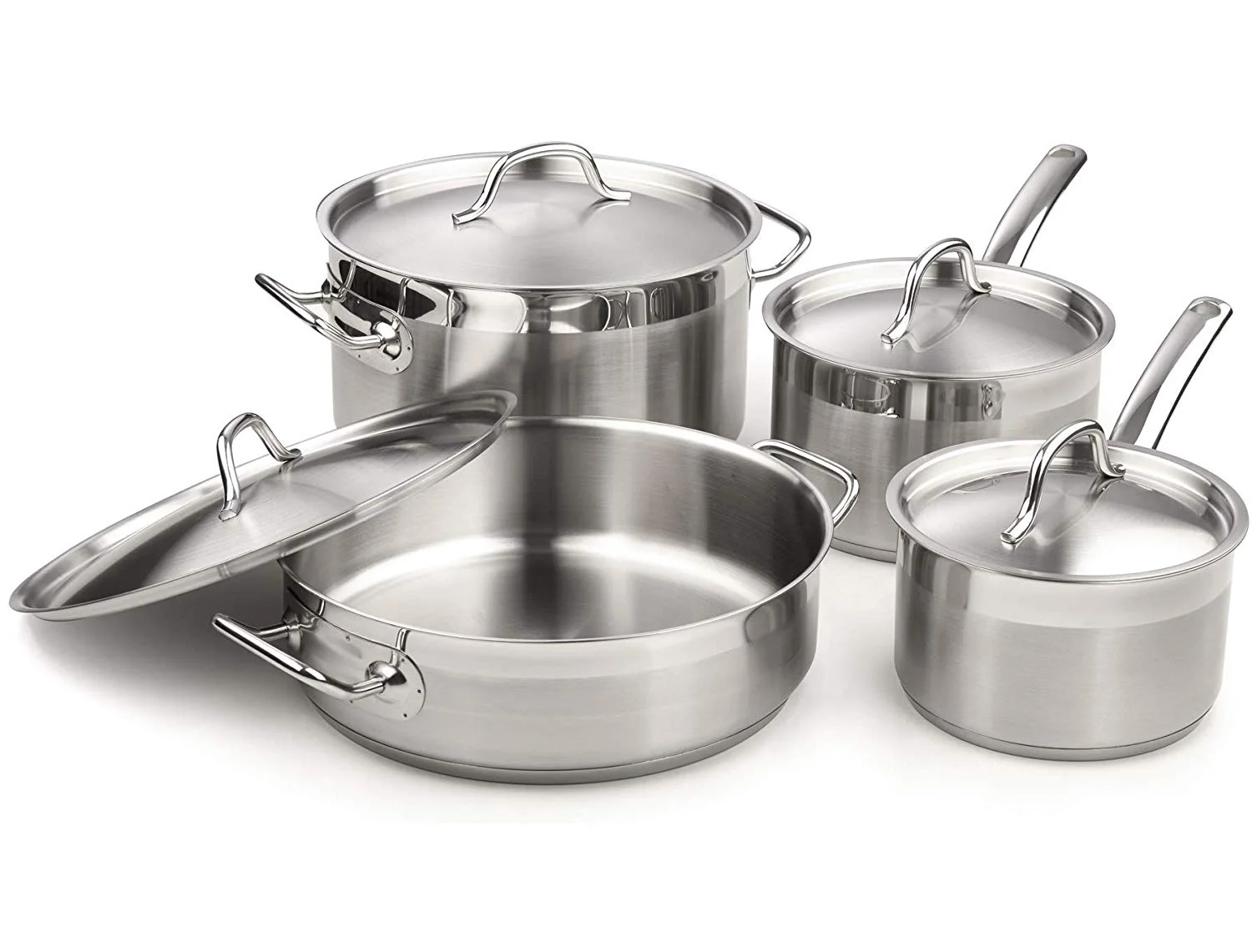 Cooks Standard Kitchen Cookware Sets Stainless Steel, Oven Safe Professional Pots and Pans Include Saucepan, Saut�� Pan, Stockpot with Lids, 8-Piece, Silver