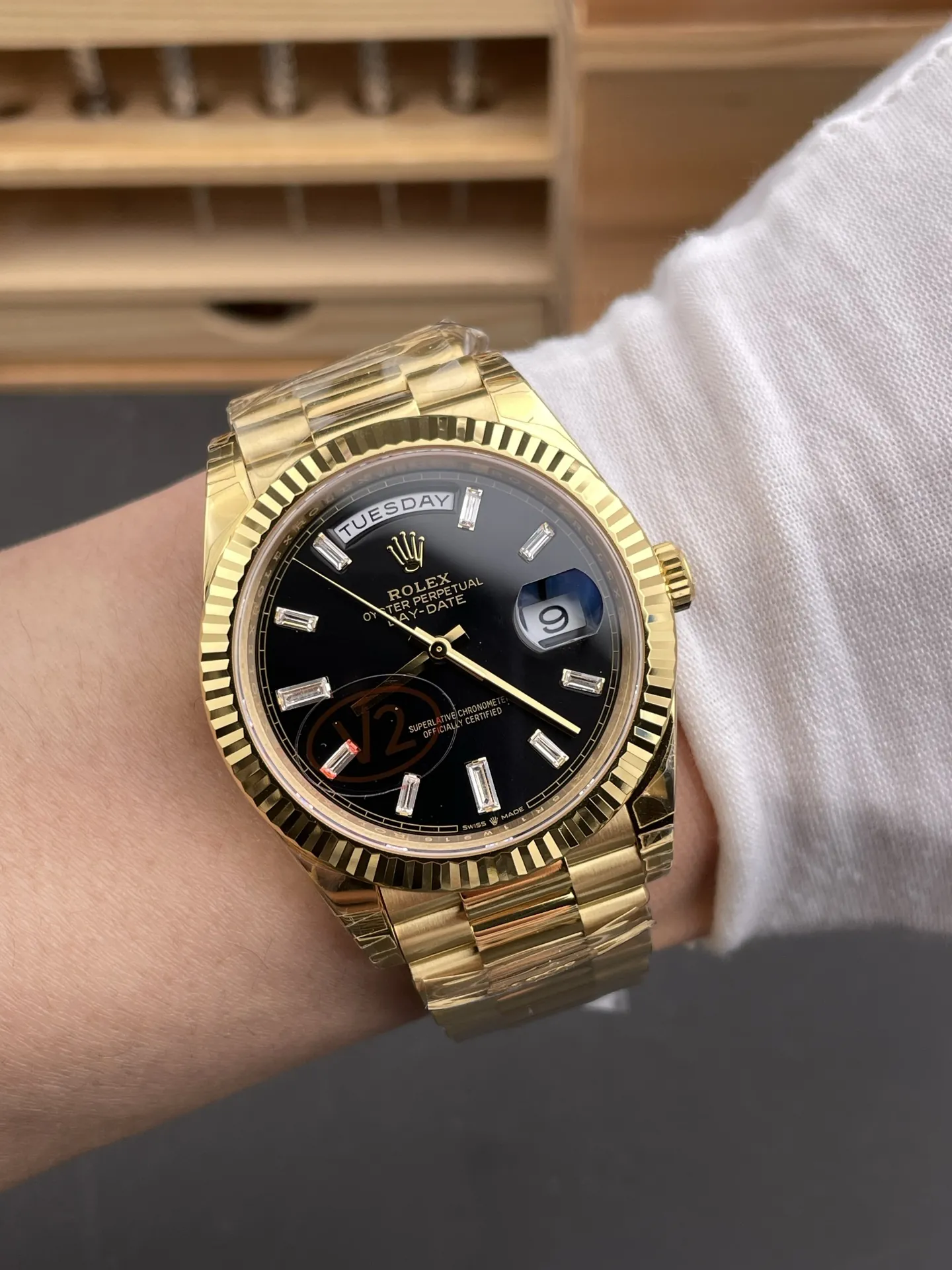 Rolex Day-Date Black Baguette Diamond 40mm