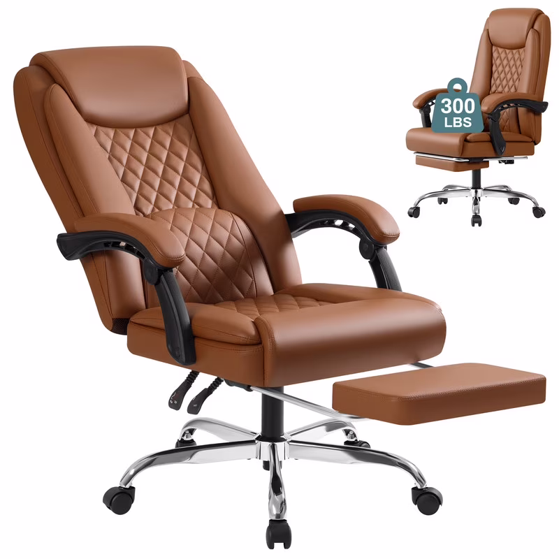Homall Home Office Chair Adjustable Executive Leather Chair With Arms Ergonomic High Back Cushion Lumbar Back Support Computer Desk Chair,Black