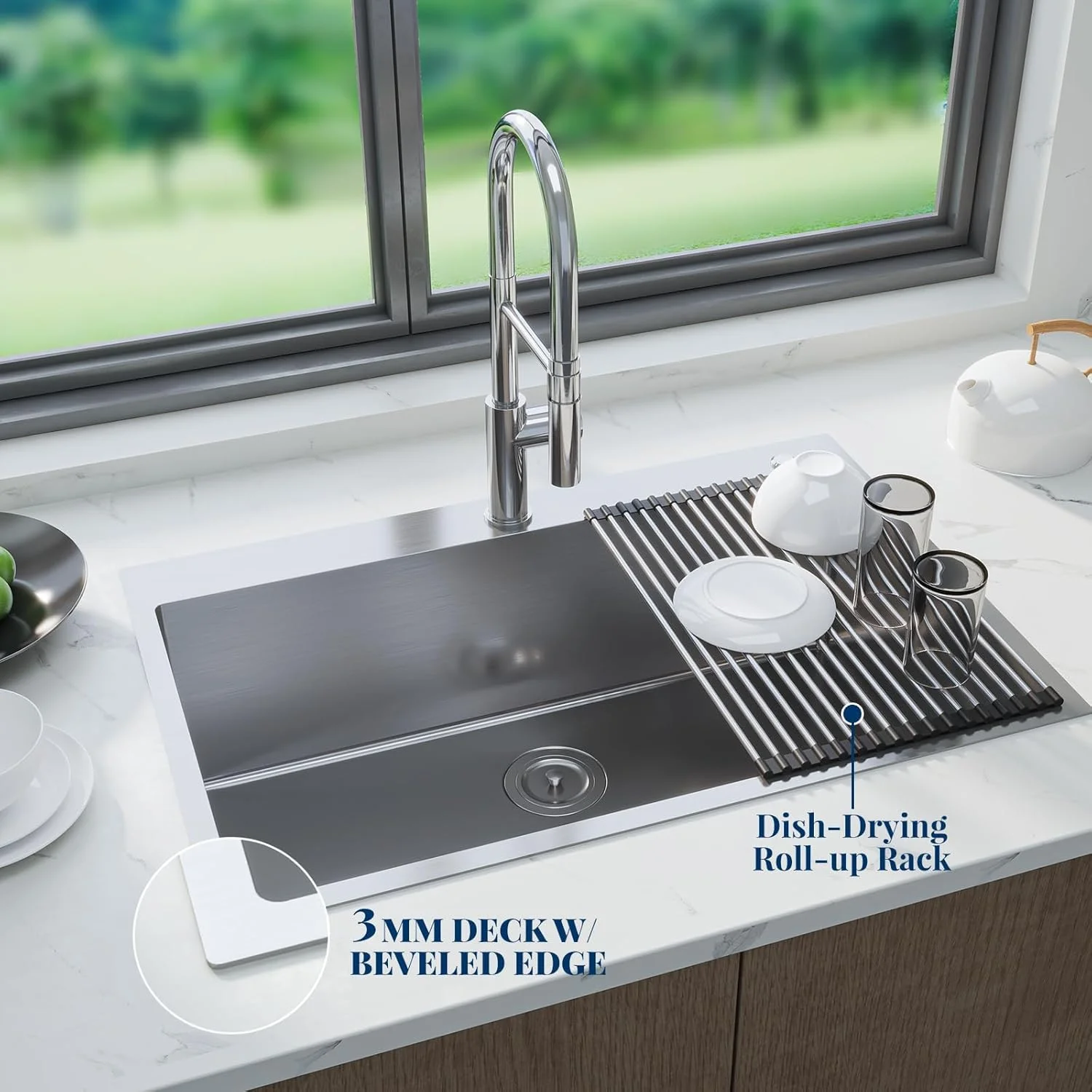 Kitchen Sink,Drop in Single Bowl Stainless Steel Bar Sink with Cutting Board,Undermount Workstation Kitchen Sink with Accessories
