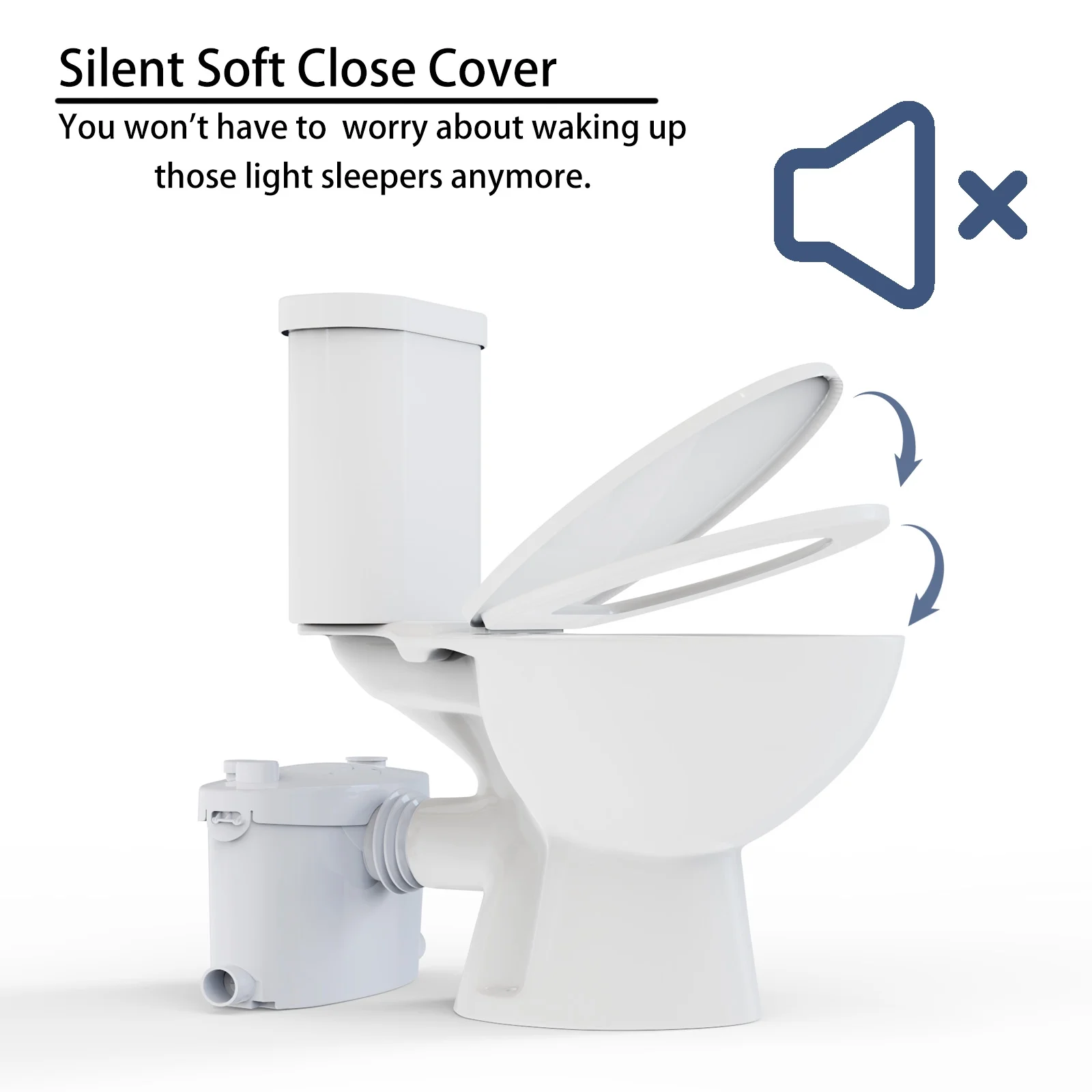 600watt Macerating Toilet with Pump, Upflush Toilet for Basement with 4water Inlets Connect Kitchen Sink Bathroom Included Macerator Pump, Water Tank, Toilet Bowl, Toilet Seat, Extension Pipe