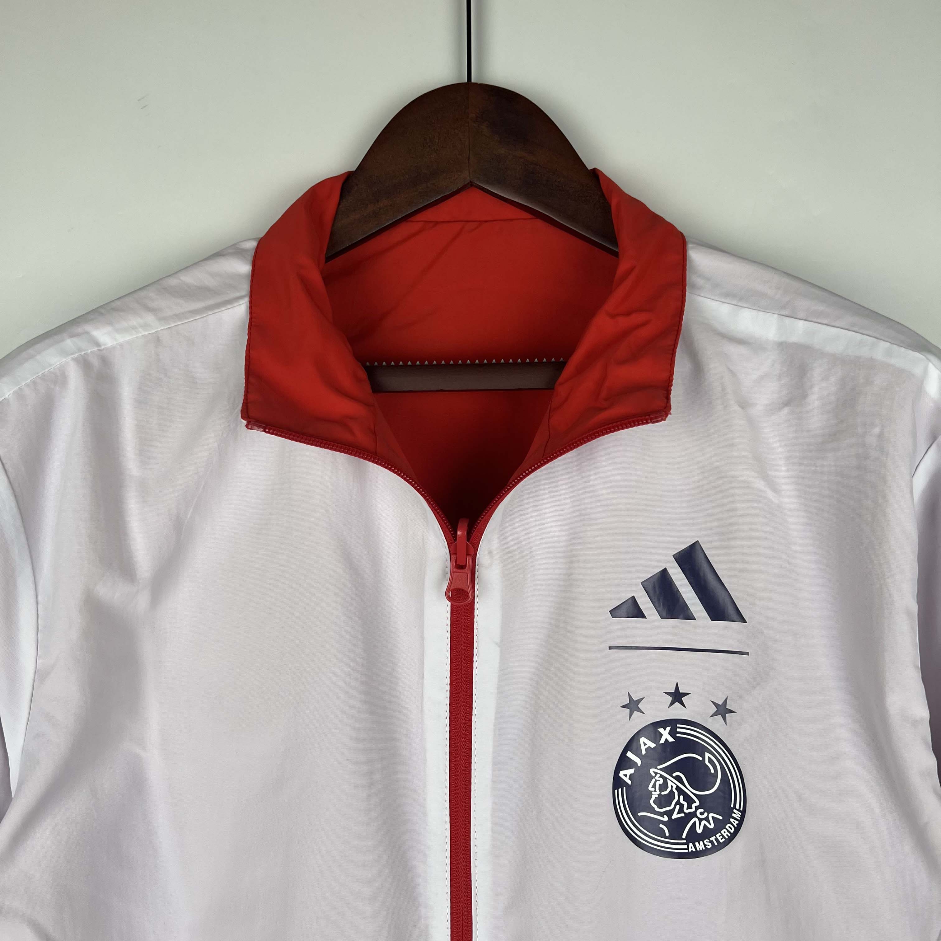 2023/2024 Ajax Reversible Windbreaker(Red-White)Soccer Jersey 1:1 Thai Quality