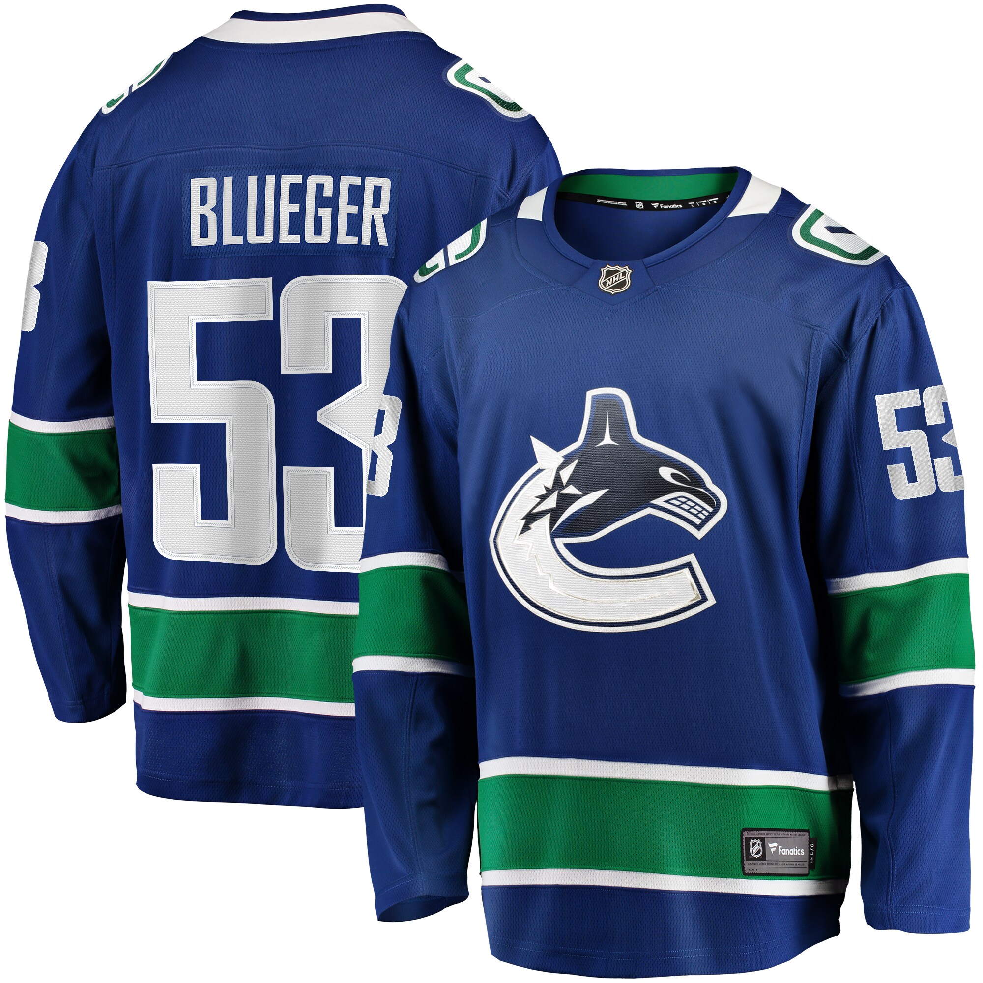 Teddy Blueger Vancouver Canucks Fanatics Home Breakaway Jersey – Blue