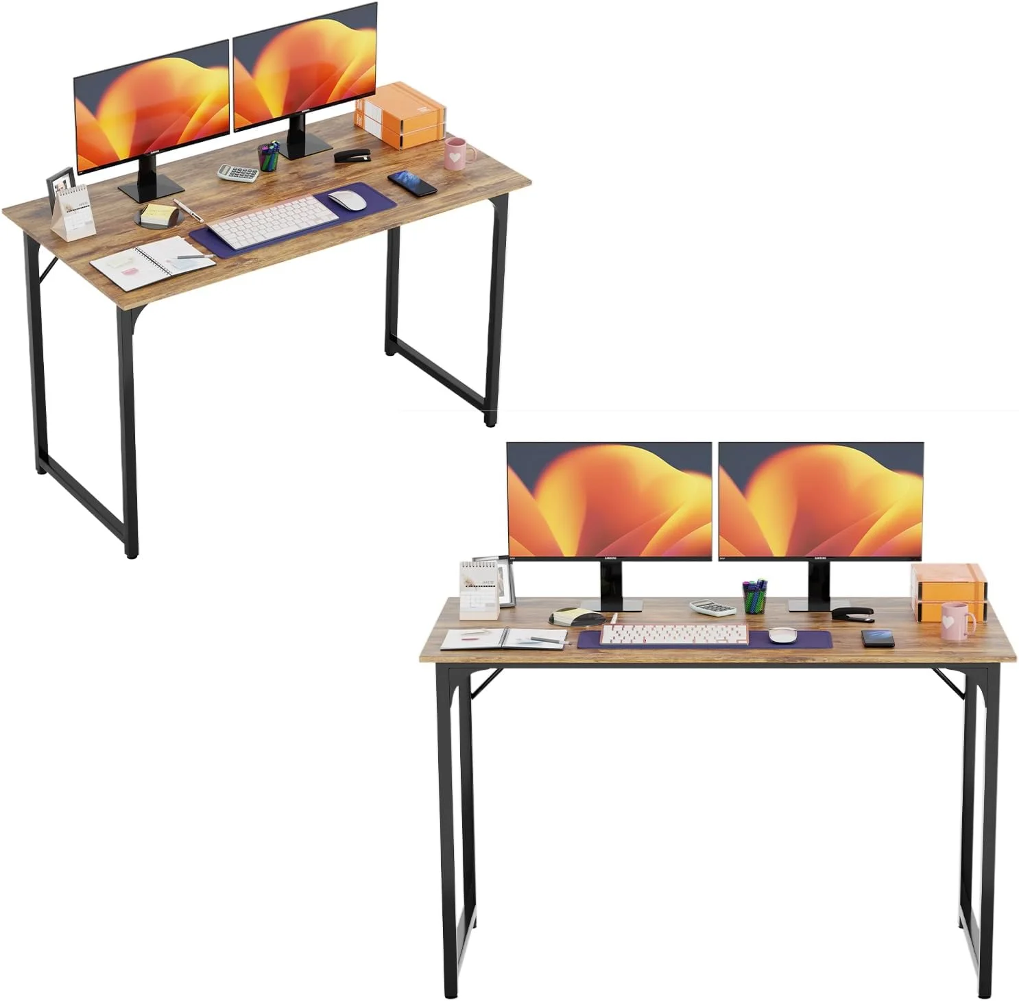 32/39/47 inch Computer Desk Study Writing Table, Adjustable feet, Modern Furniture for Home Office (1, Brown, 32 inch)
