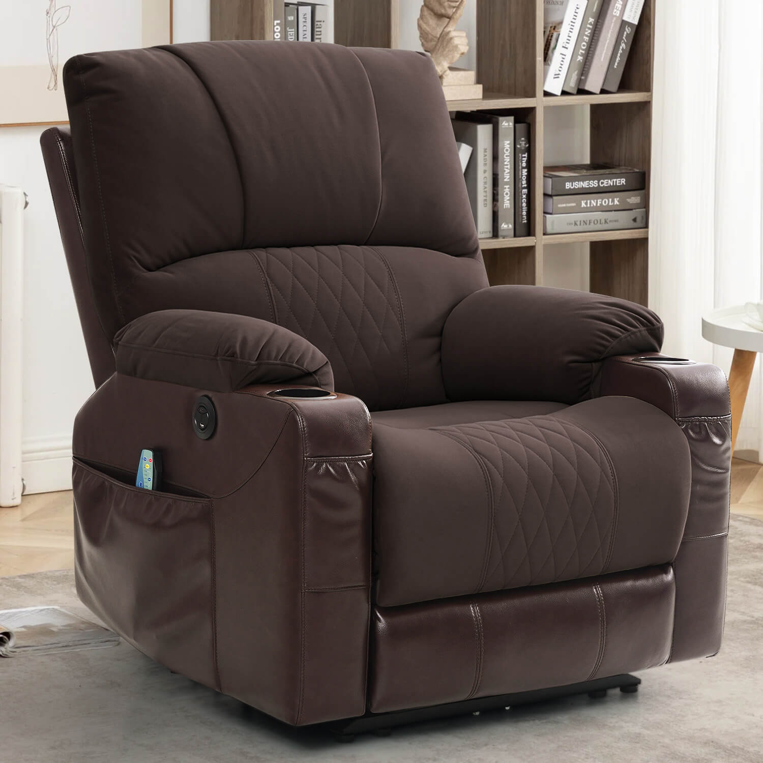 Power Recliner Chair with Heat and Massage. Wall Hugger