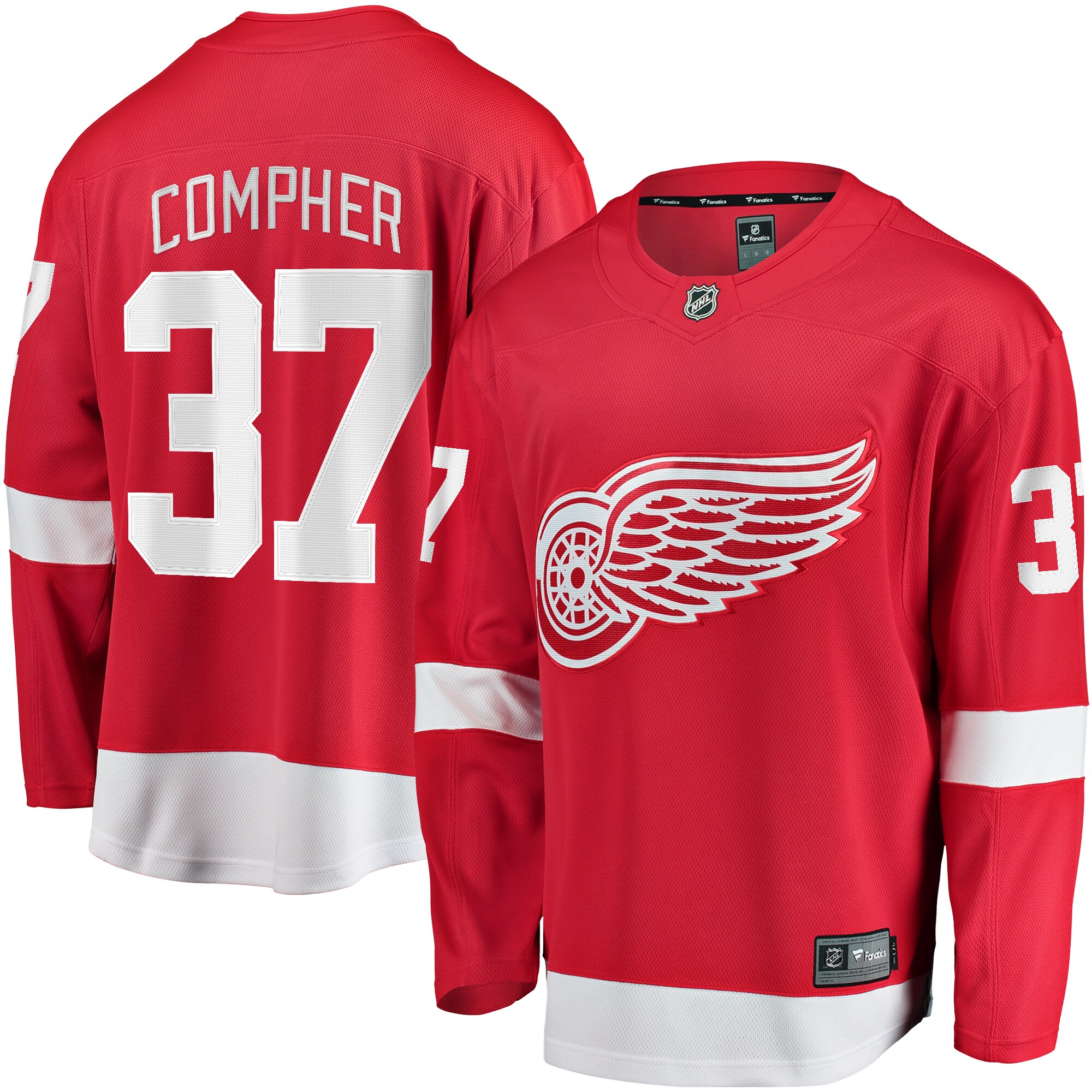 J.T. Compher Detroit Red Wings Fanatics Home Breakaway Jersey – Red