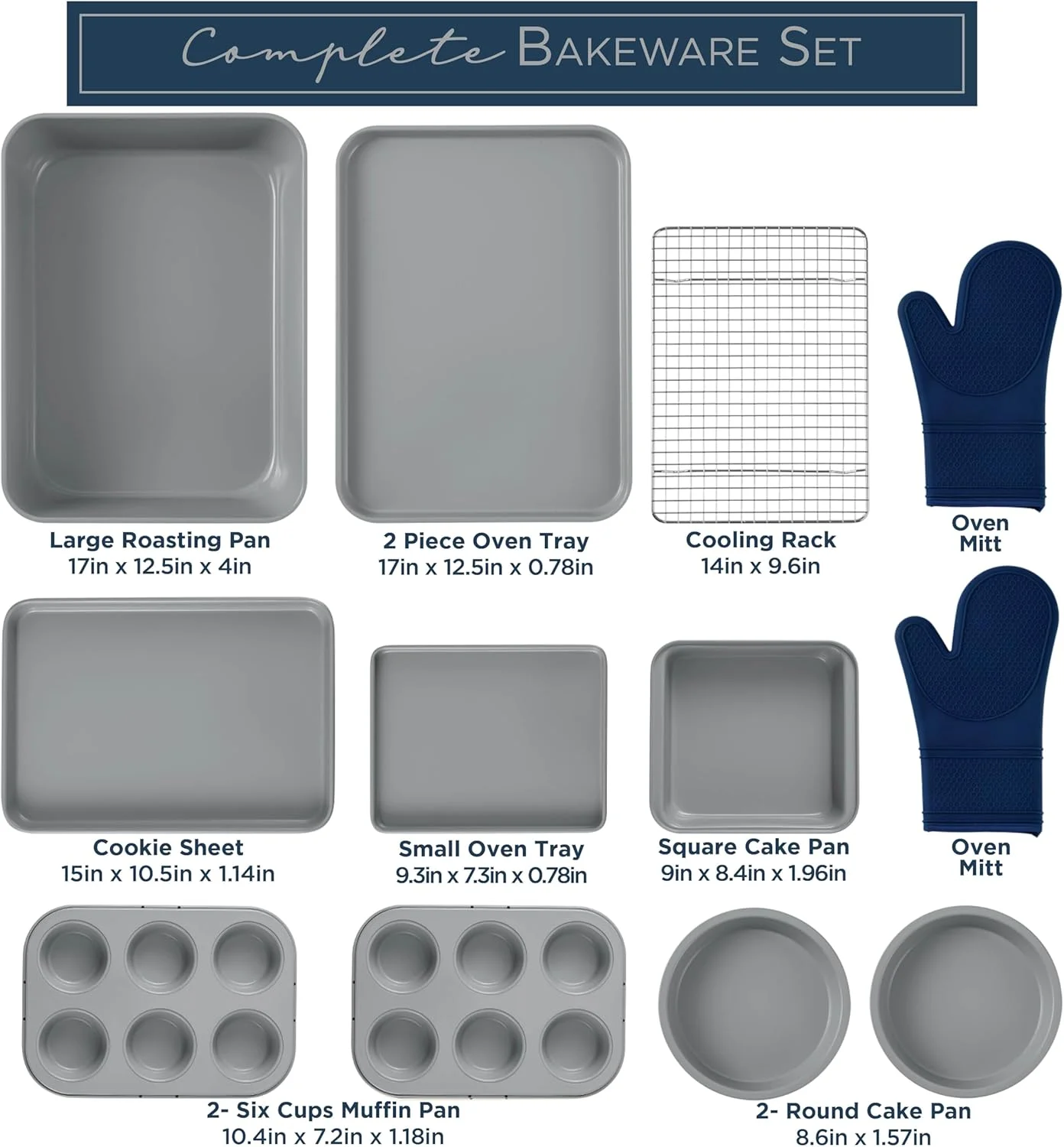 Country Kitchen 13-Piece Nonstick Cookware and Bakeware Set - Pots and Pans Collection with Stackable Design, Cream