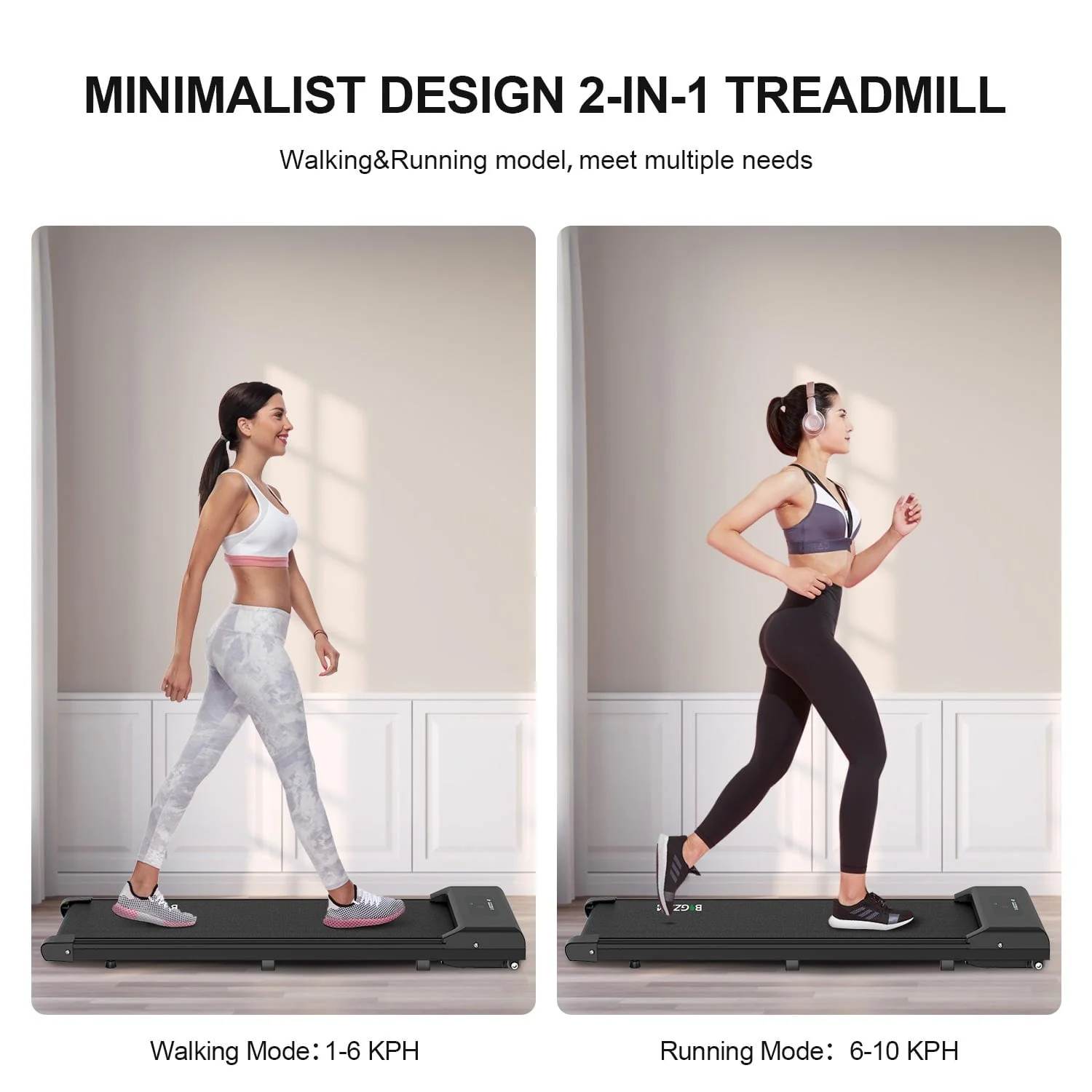 Bigzzia Under Desk Treadmill, 2.5HP Installation-Free Portable Treadmill Running Machine, 6.25MPH, Treadmill with LED Display and Wireless Remote Control for Home/Office, 265 Lb Capacity