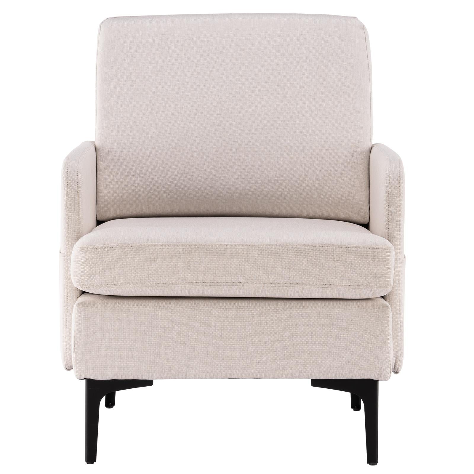 UBesGoo Modern Accent Fabric Chair Single Sofa Comfy Upholstered Arm Chair for Living Room Furniture Beige