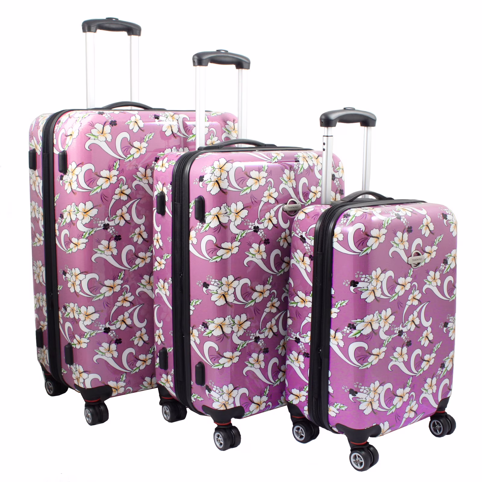 ecWorld Enterprises, Inc. Sky Blue Tropical Flower 3-piece Lightweight Expandable Hardside Spinner Luggage Set