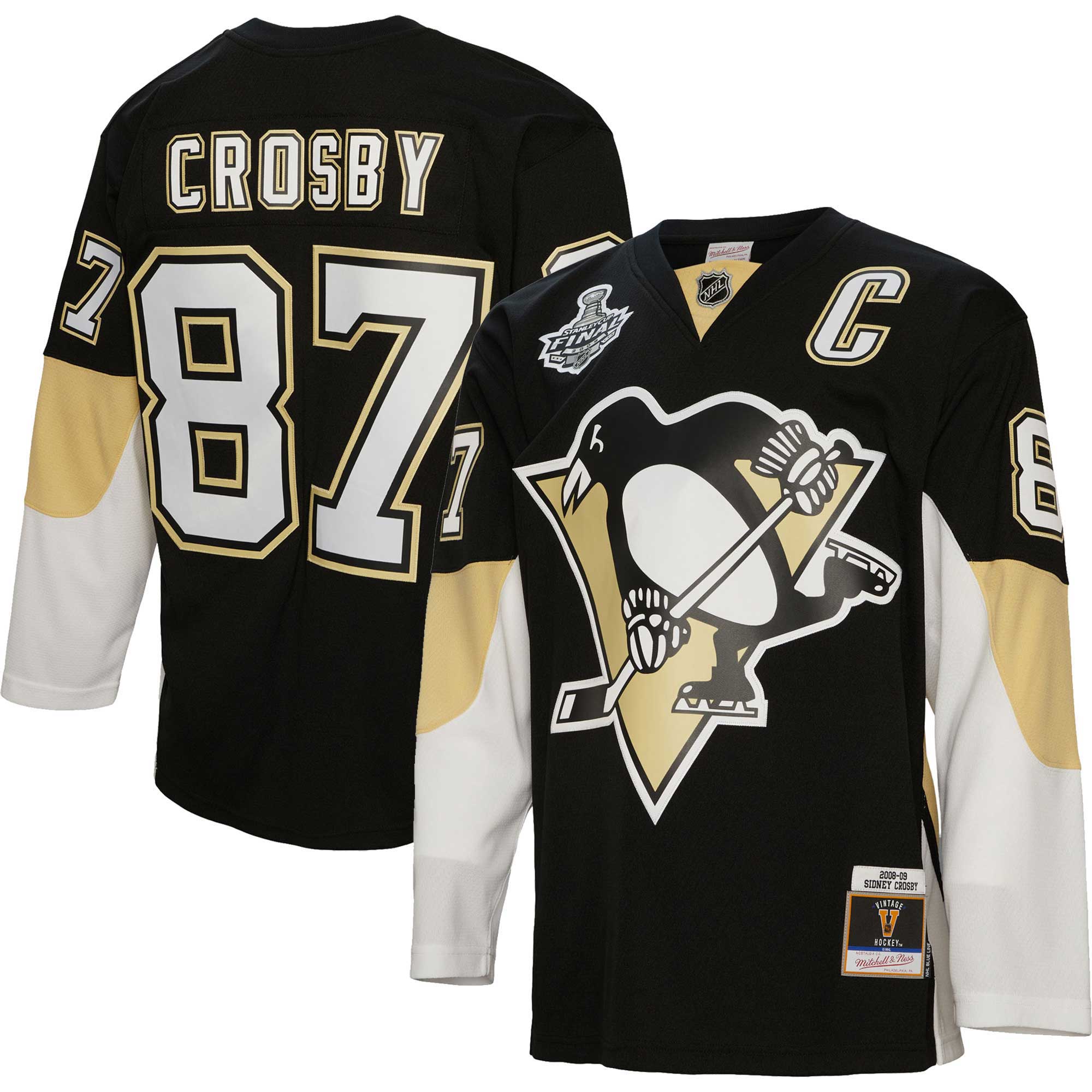 Sidney Crosby Pittsburgh Penguins Mitchell & Ness Captain Patch 2008/09 Blue Line   Jersey – Black