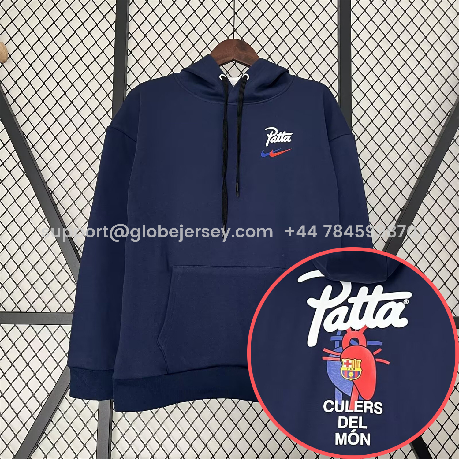 Barcelona x Patta 25-26 Blue Unisex Pullover Hoodie