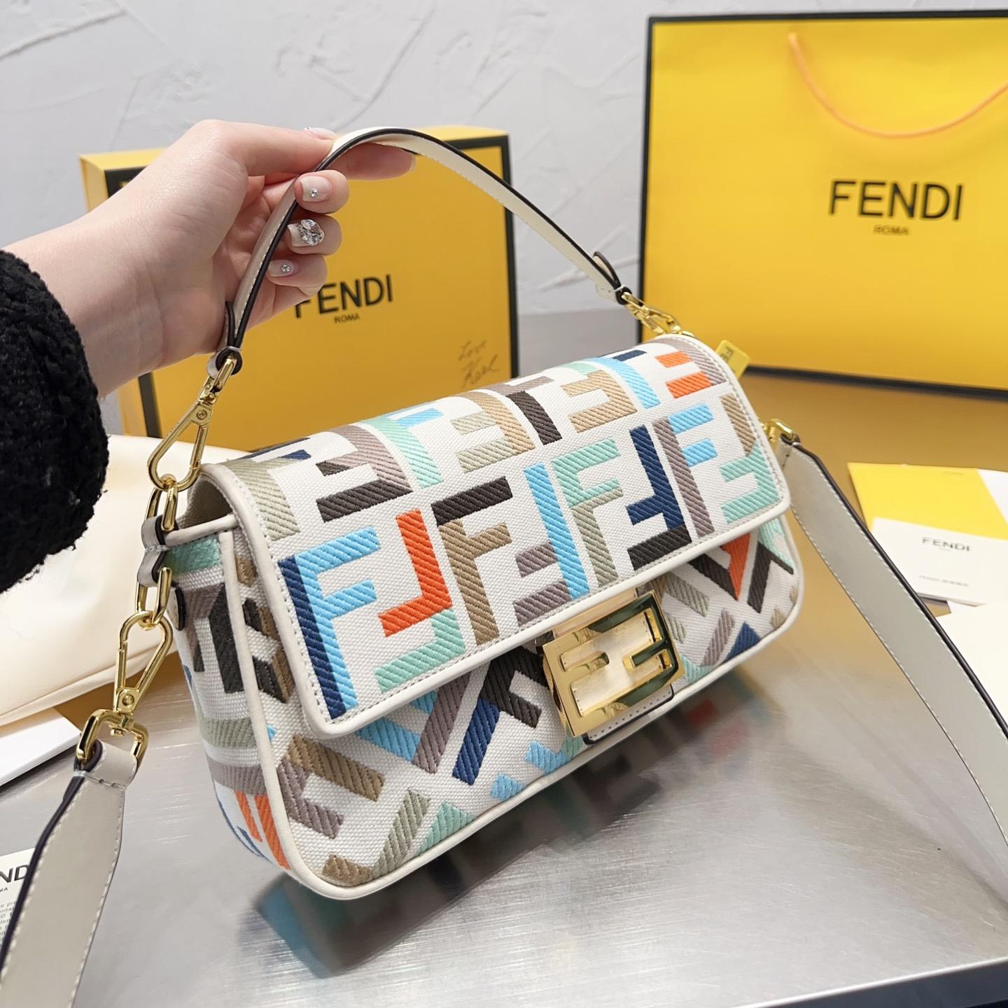 Fendi Baguette Multicolor Canvas Bag
