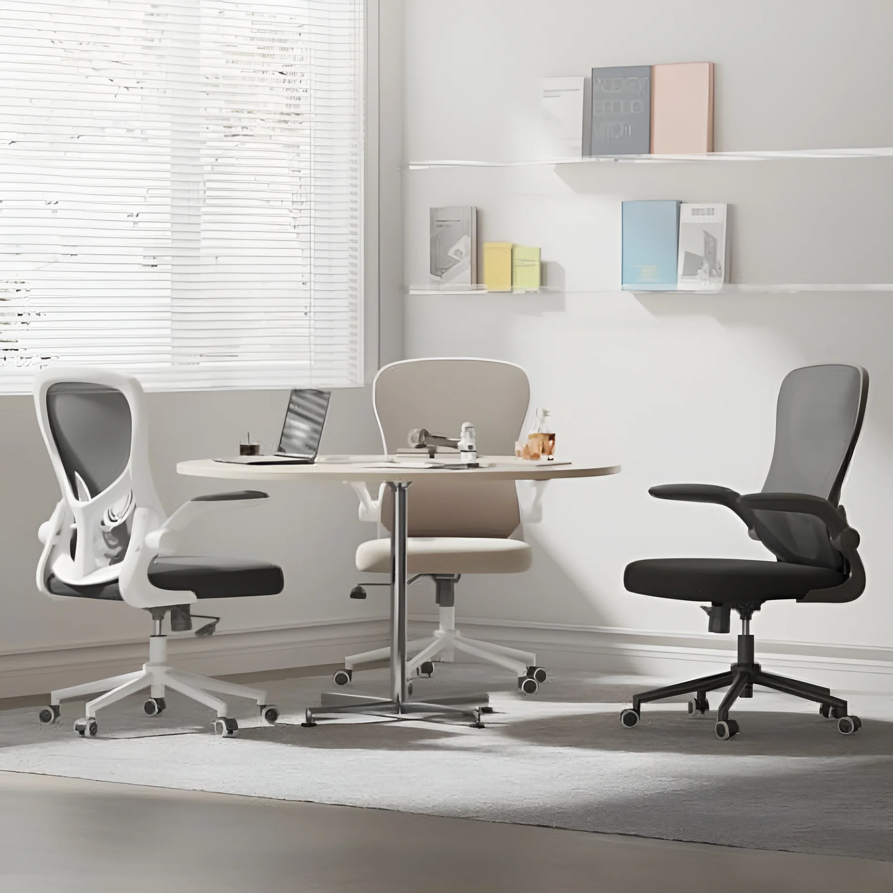 Hbada Office Chair, Ergonomic Desk Chair, Computer Mesh Chair with Lumbar Support and Flip-up Arms, Gray