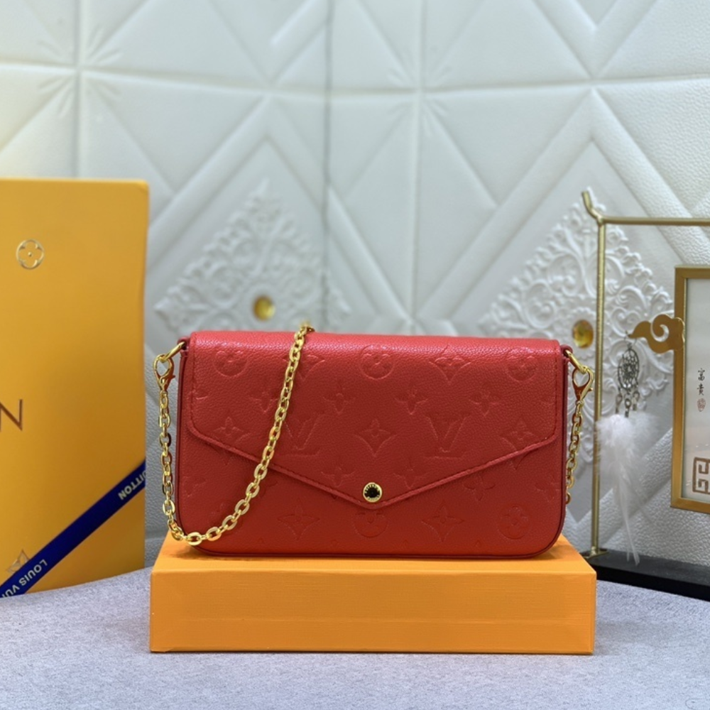 Louis Vuitton Pochette Félicie Monogram Empreinte  Rouge Louis 8.3 Inches M25793