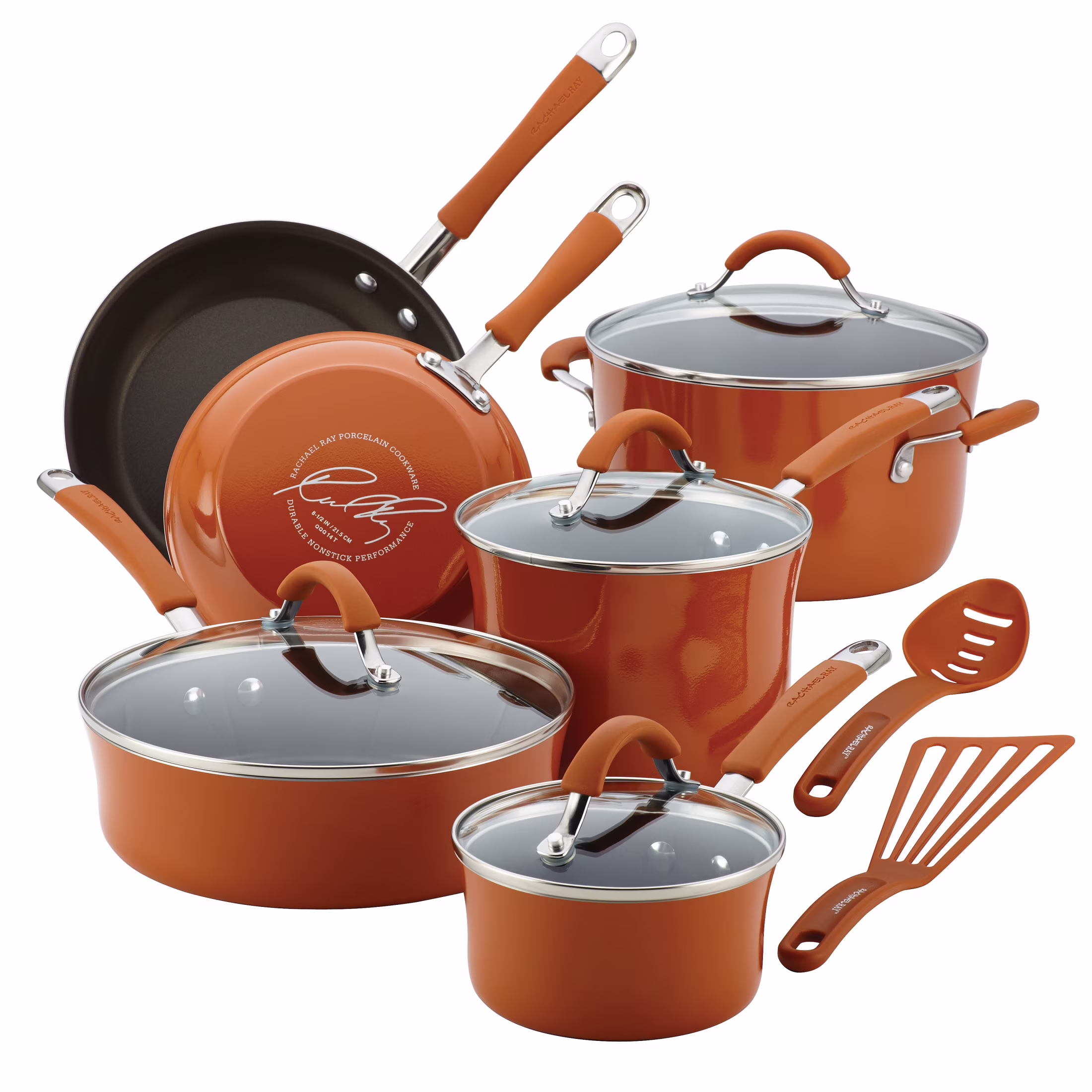 Rachael Ray 12-Piece Cucina Nonstick Pots and Pans Set, Cookware, Set Cranberry