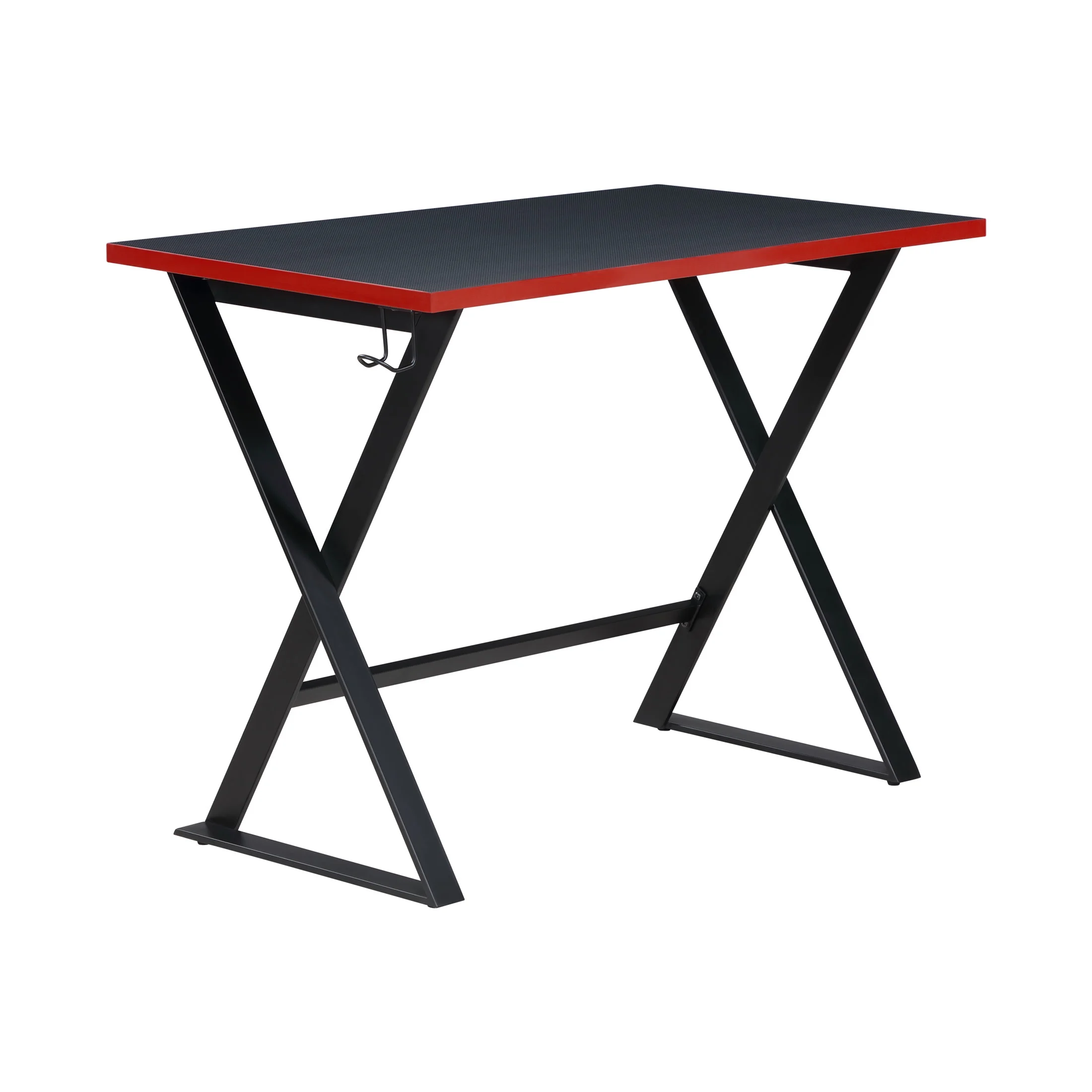 Gamer Gear Jr. Gaming Desk with LED Lighting, Teens and Kids, Red and Black