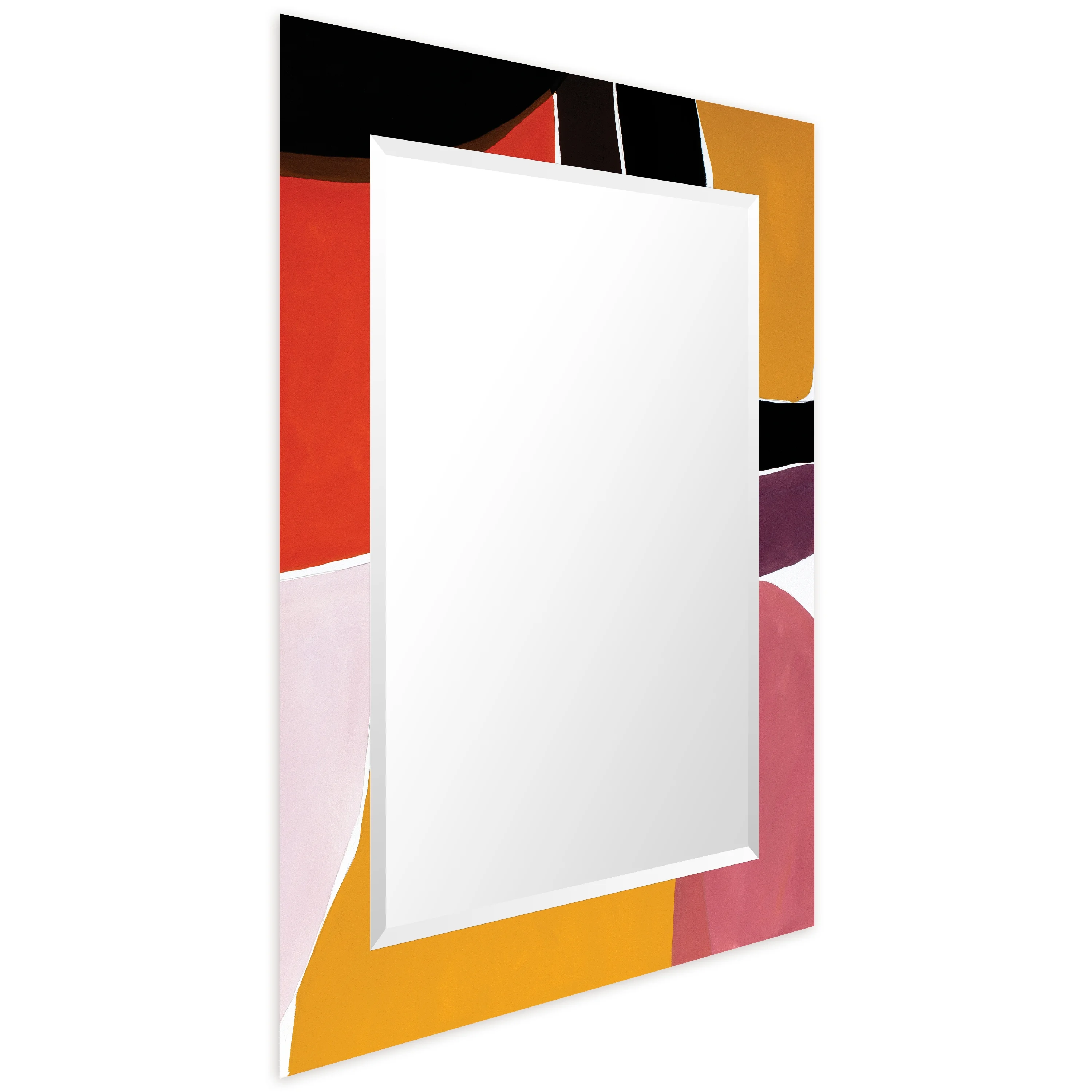 Empire Art Direct Finale Rectangular Beveled Mirror on Free Floating Printed Tempered Art Glass - Clear - 40