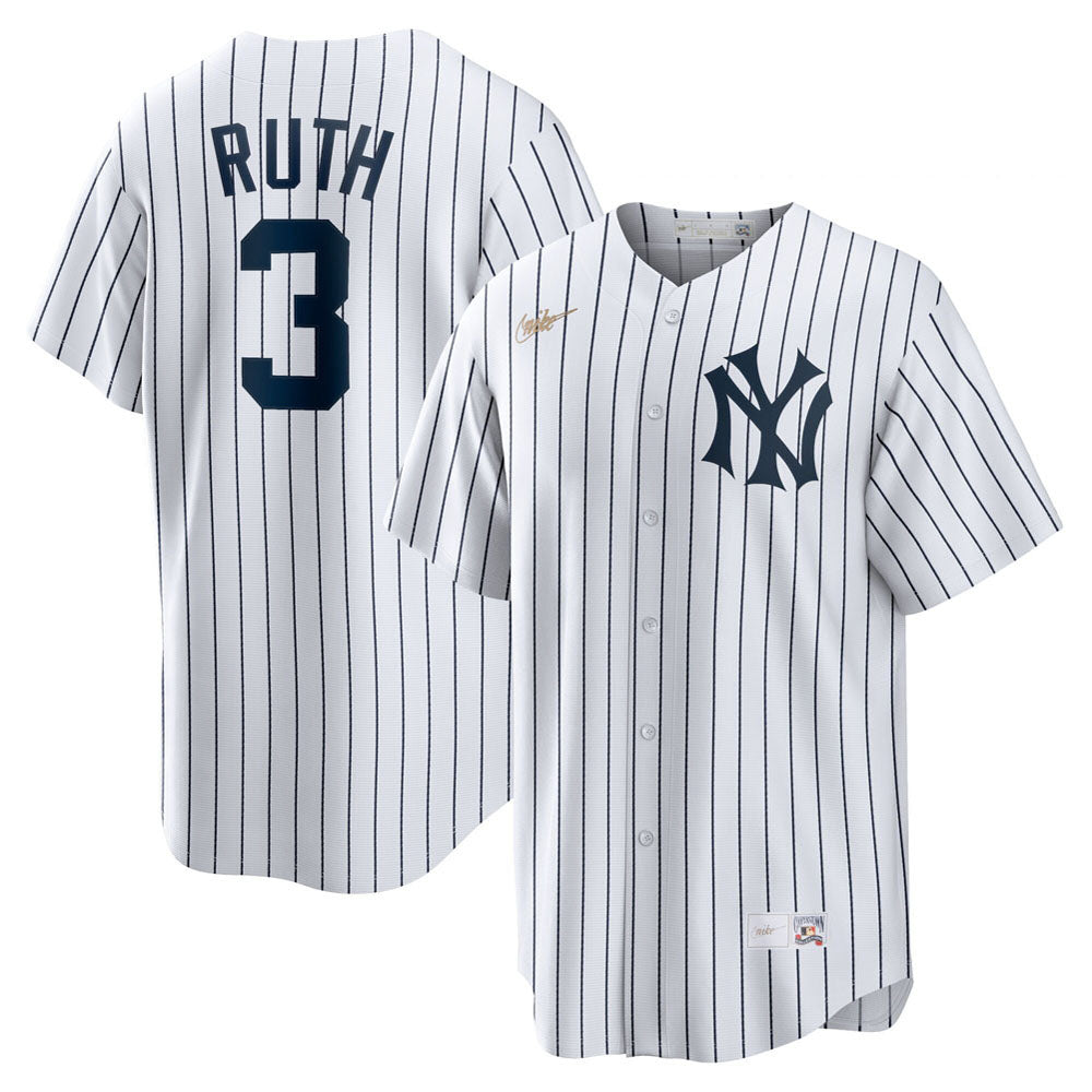 Men's New York Yankees Babe Ruth Home Cooperstown Collection Player Jersey - White