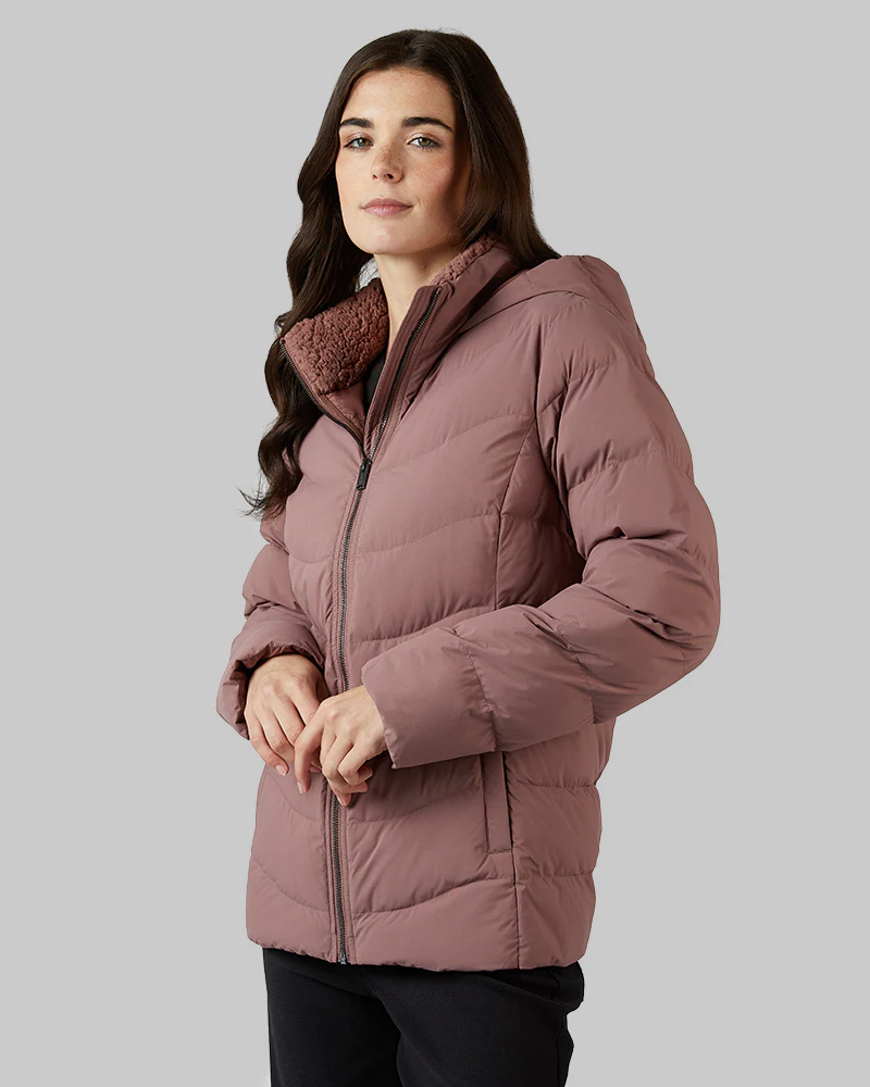 WOMEN'S MIDWEIGHT SHERPA-COLLARED PUFFER