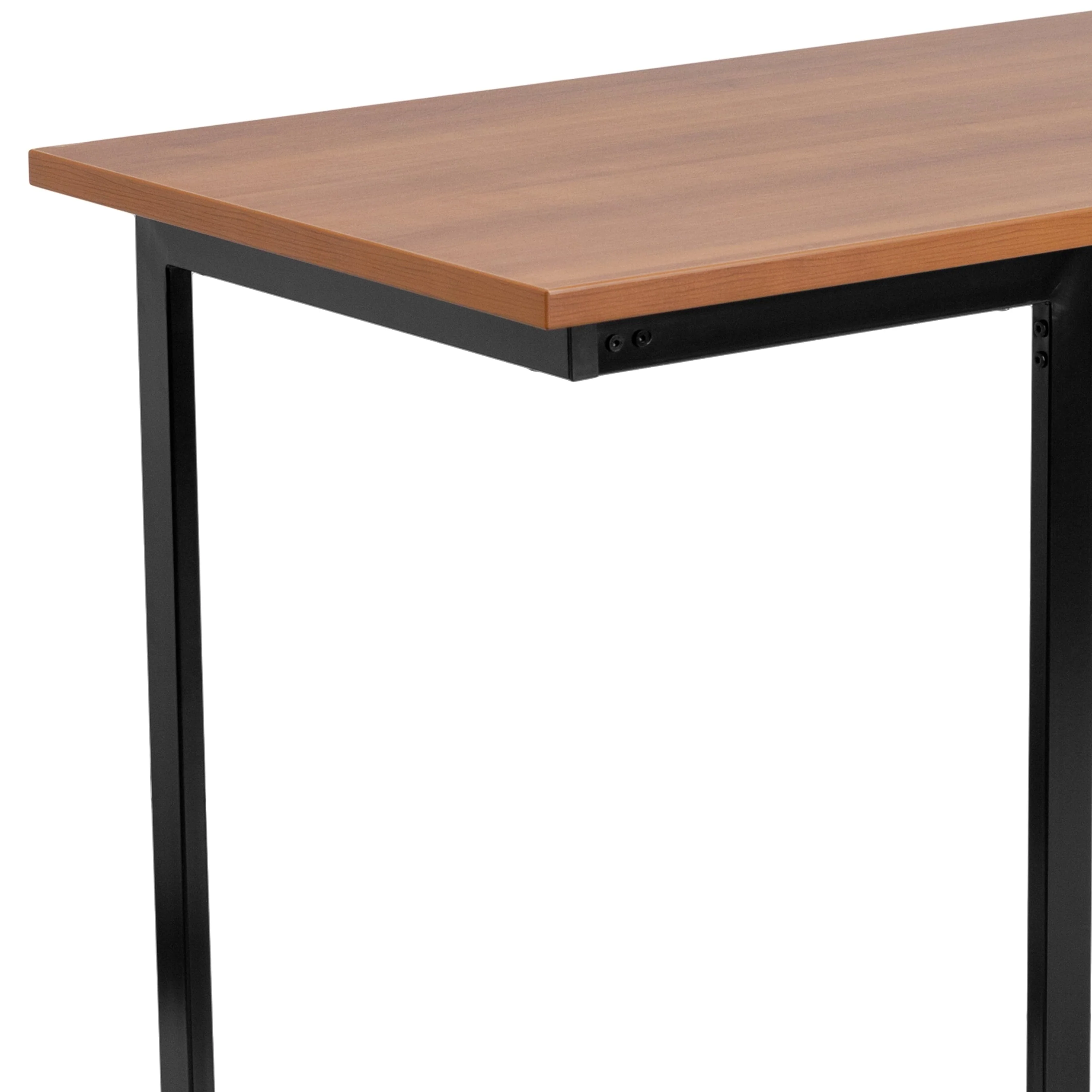 BizChair Cherry Computer Desk with Black Metal Frame