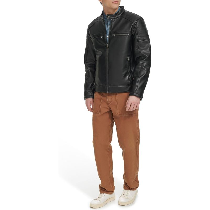 Men's Faux Leather Racer Jacket