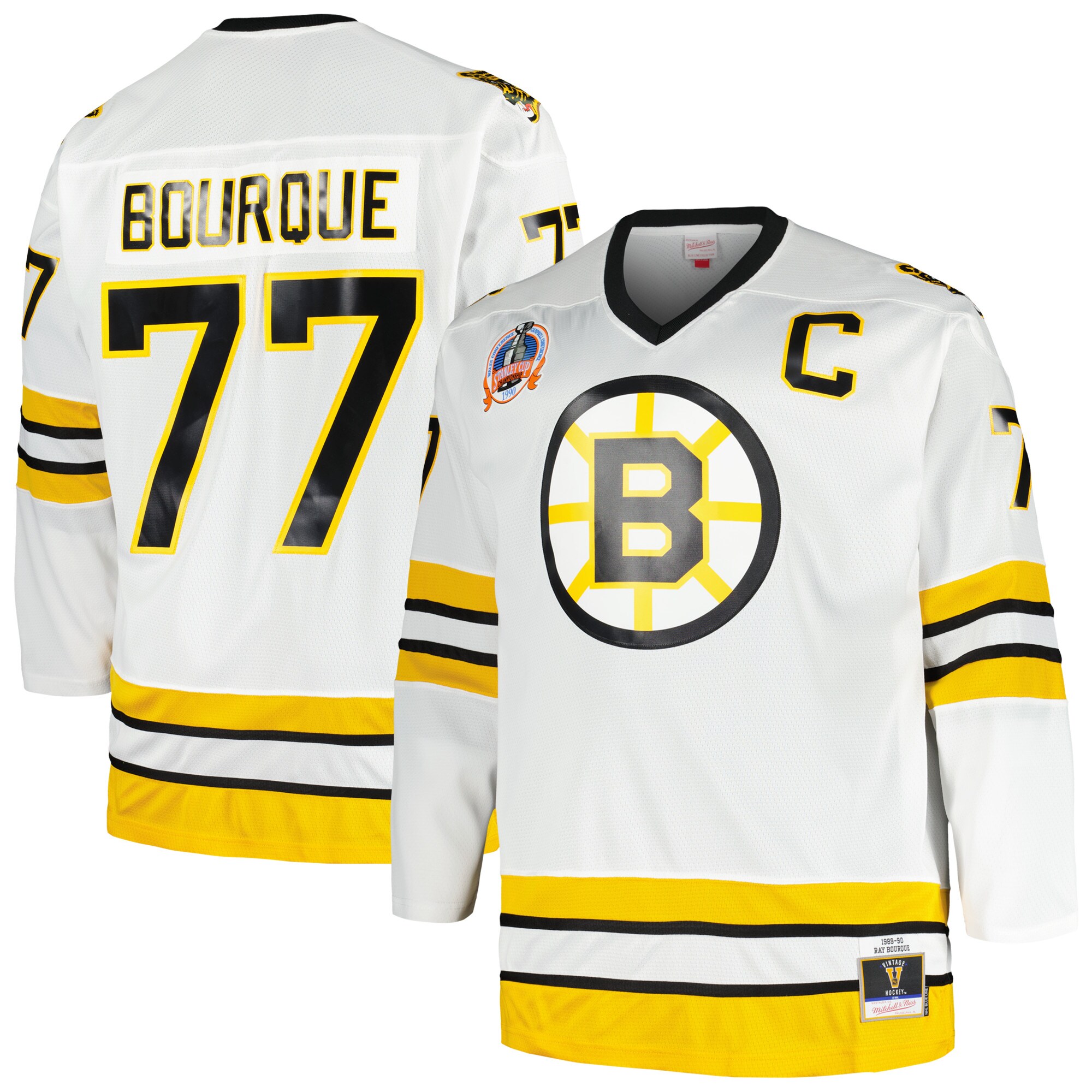 Ray Bourque Boston Bruins Mitchell & Ness Big & Tall Captain Patch Blue Line  Jersey – White