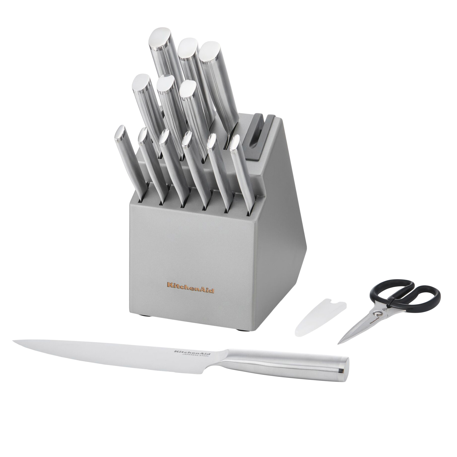 KitchenAid Gourmet Forged Japanese Steel 15-piece Knife Block Set with Built-in Sharpener
