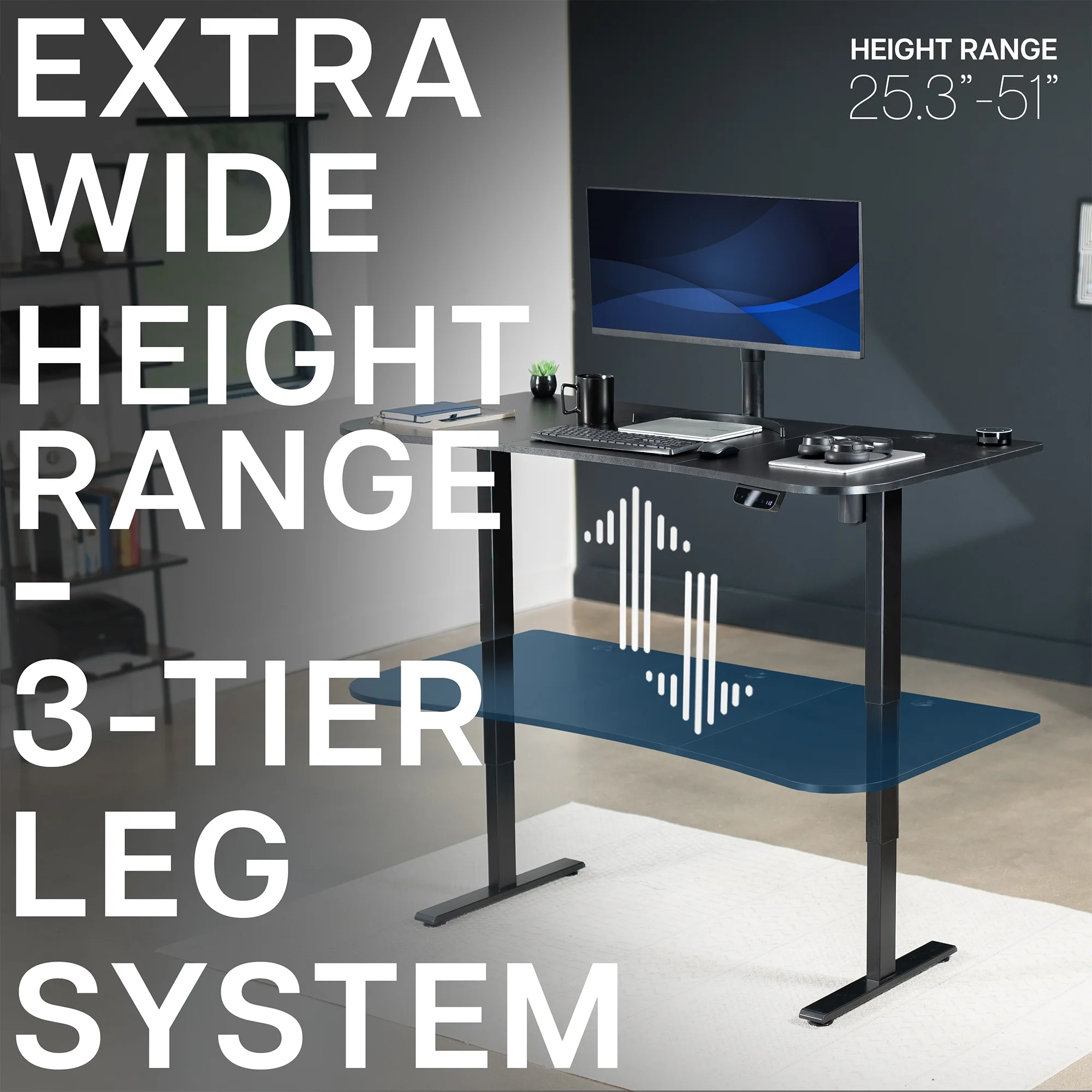 VIVO Reclaimed Wood / Black 63�?x 32�?Electric Height Adjustable Stand Up Desk