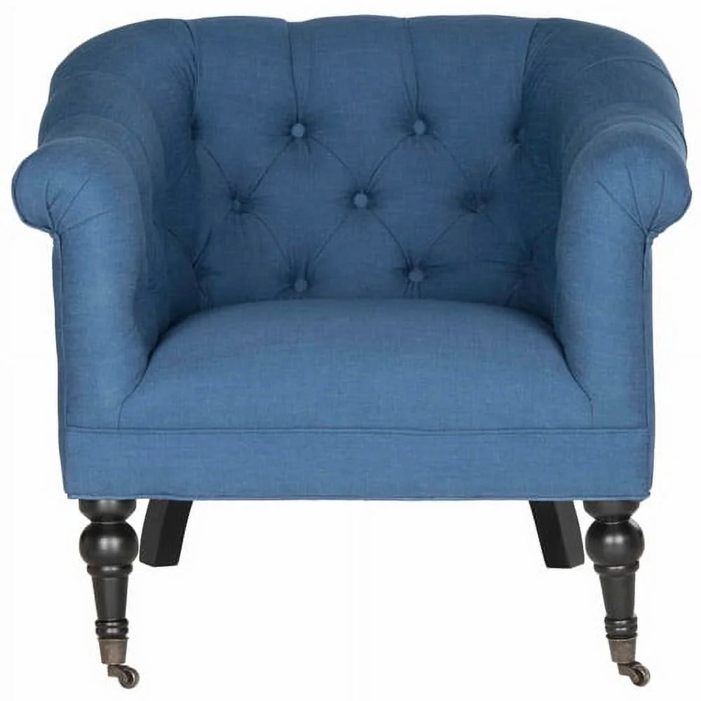 SAFAVIEH Nicolas Tufted Club Chair with Casters, Steel Blue