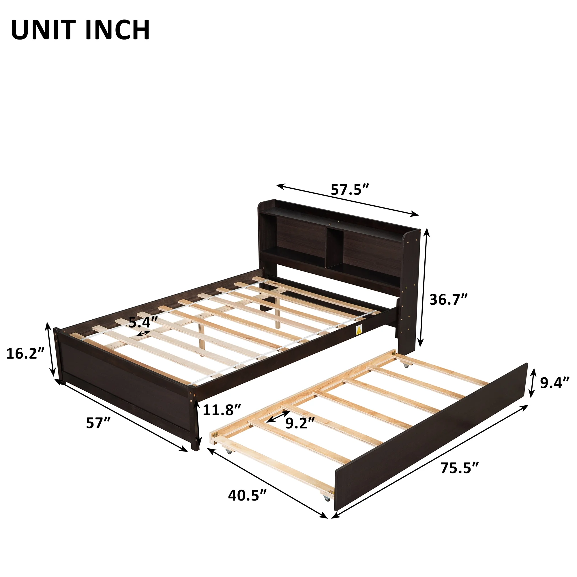DreamBuck Full Bed Frames, Platform Bed Full with Headboard and Footboard, Wood Bed Frame with Slat Supports, Full Bed Frames for Girls, Boys, No Box Spring Needed, Easy Assembly, Espresso