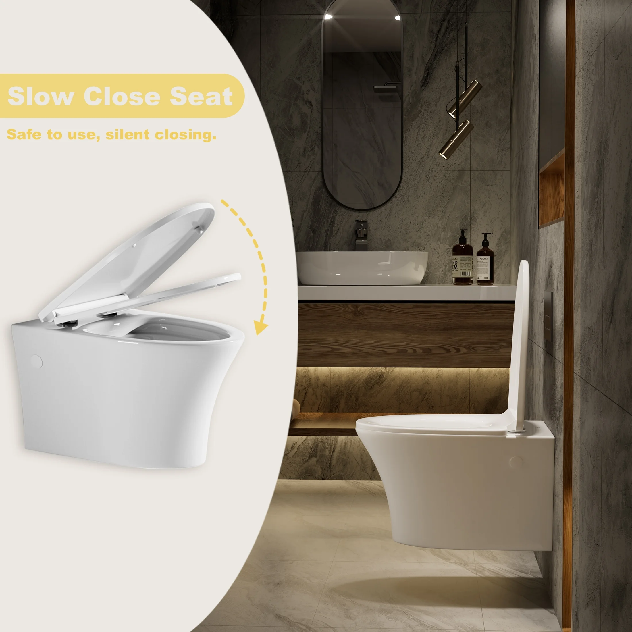 Los Flexi Compact Wall-Mount Toilet Set - Round Bowl, In-Wall Tank, Tornado Flush, Actuator Plate Included