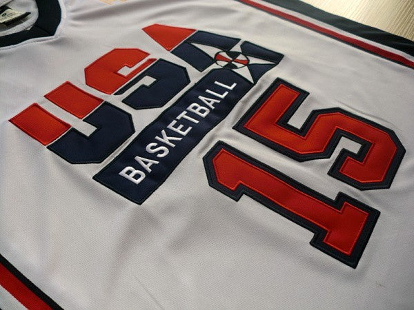 1:1 double layer solid embroidery player version Mengyi replica #15 Johnson white suit jersey