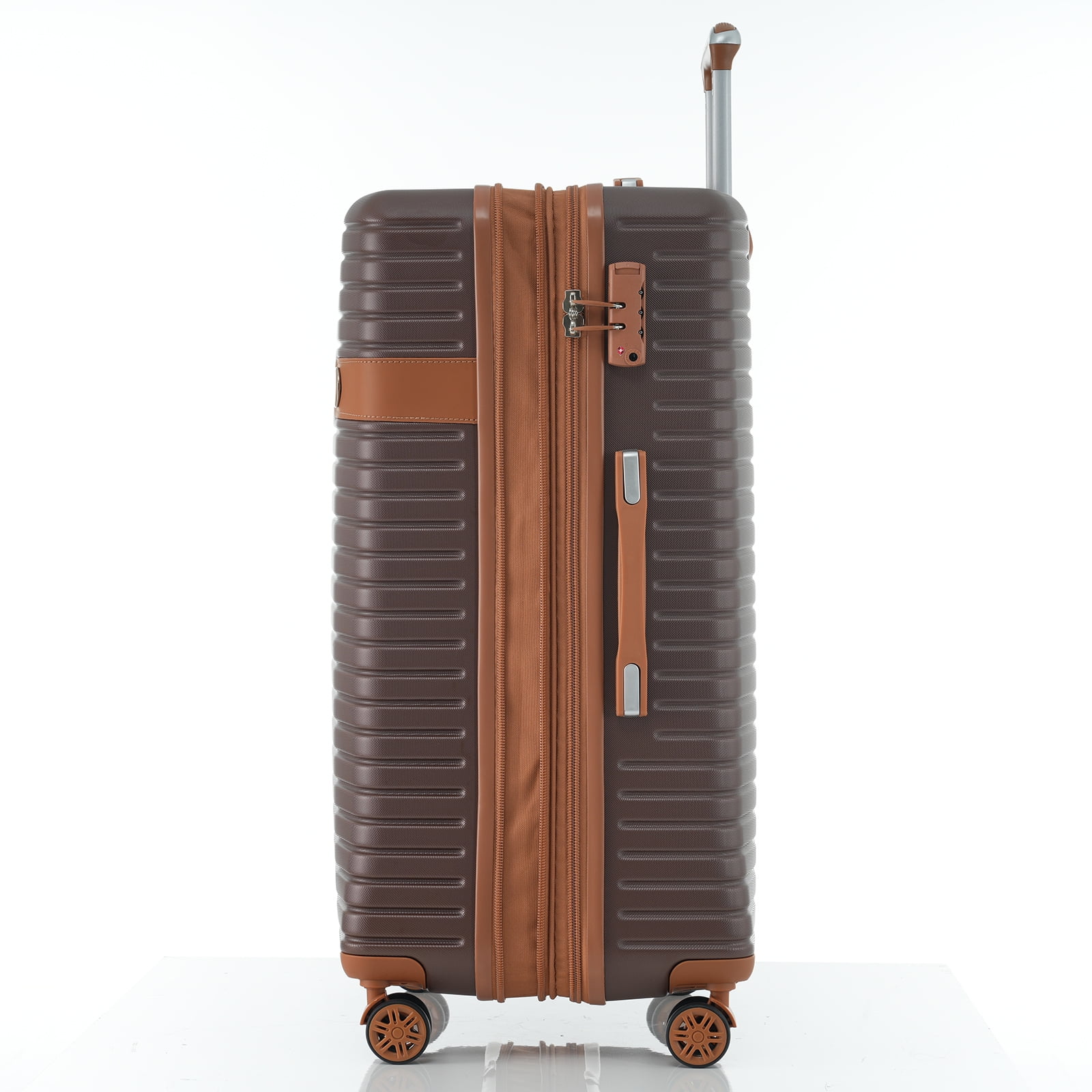 Kojooin 4 Piece Hardshell Expandable Suitcase Set with TSA Lock and Spinner Wheels, Chocolate