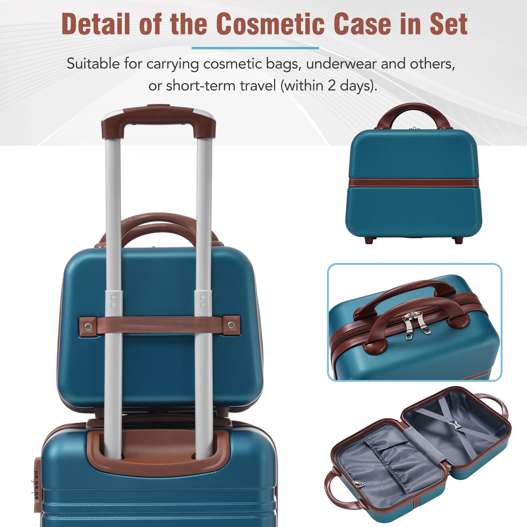 EUROCO 4-Piece Luggage Sets,Hardside Expandable Carry On Suitcase with TSA Lock,Cosmetic Case and Double Spinner Wheels,Lightweight Travel Luggage(20