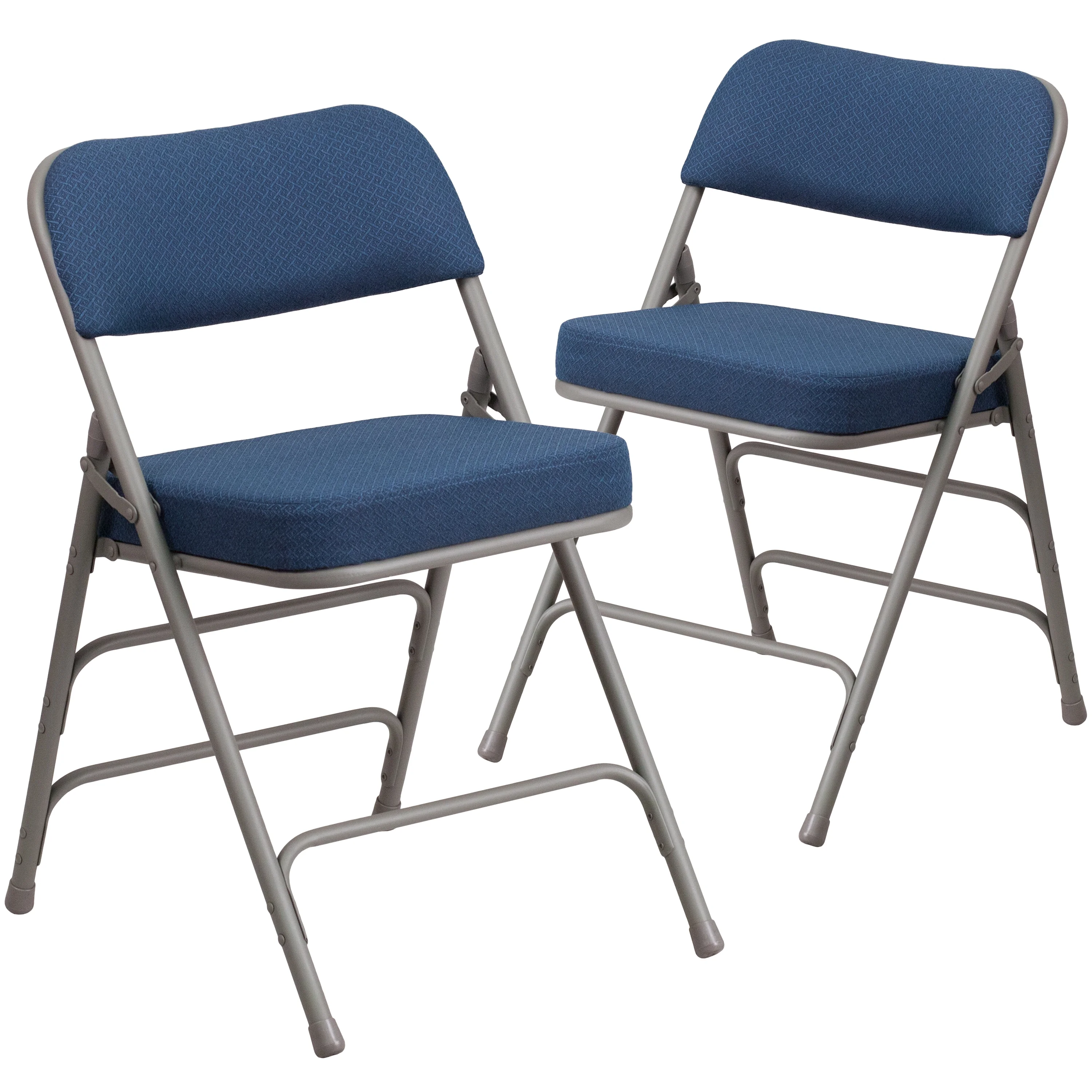 Flash Furniture 2 Pack HERCULES Series Premium Curved Triple Braced & Double Hinged Navy Fabric Metal Folding Chair