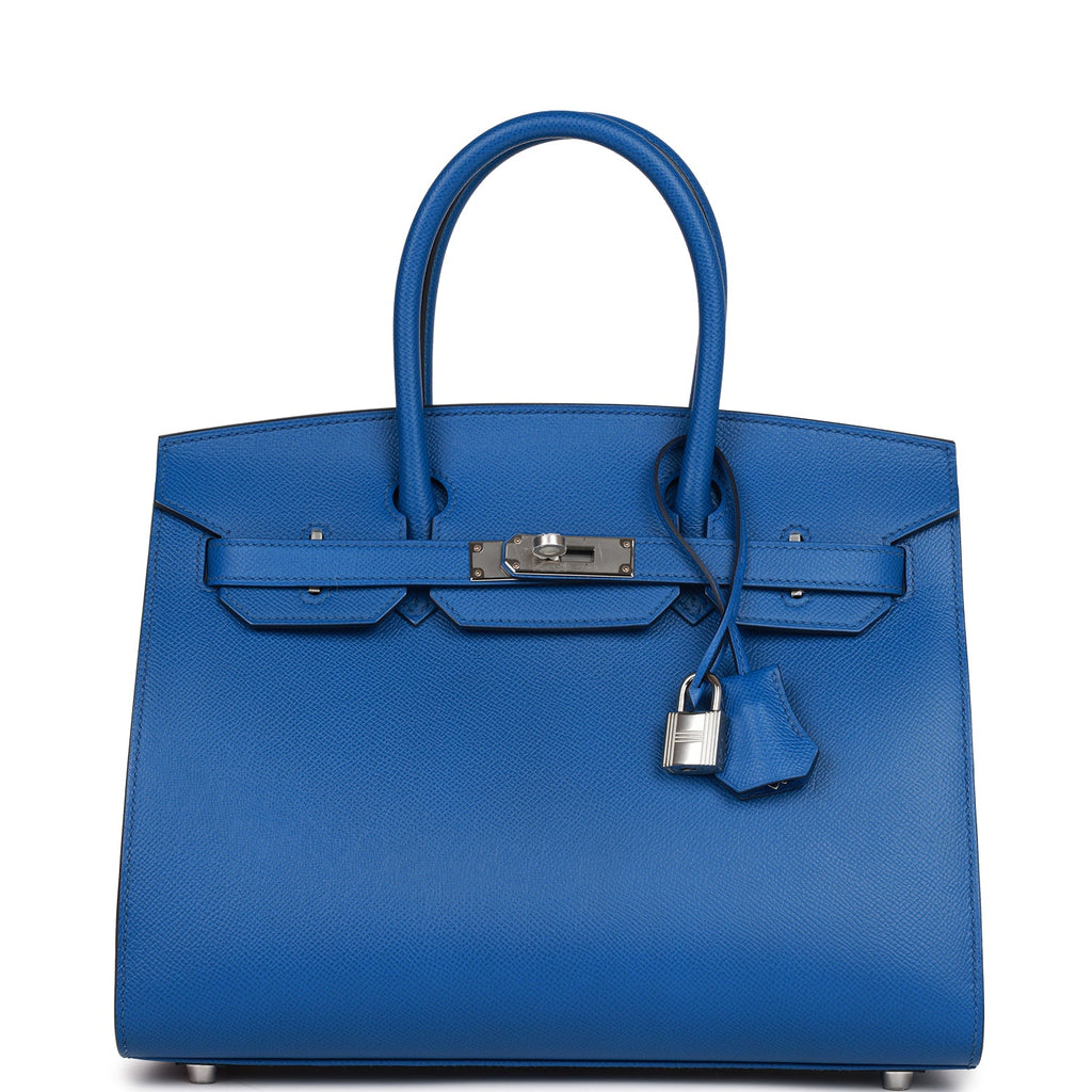 Birkin Sellier 30 Bleu France Epsom Palladium Hardware