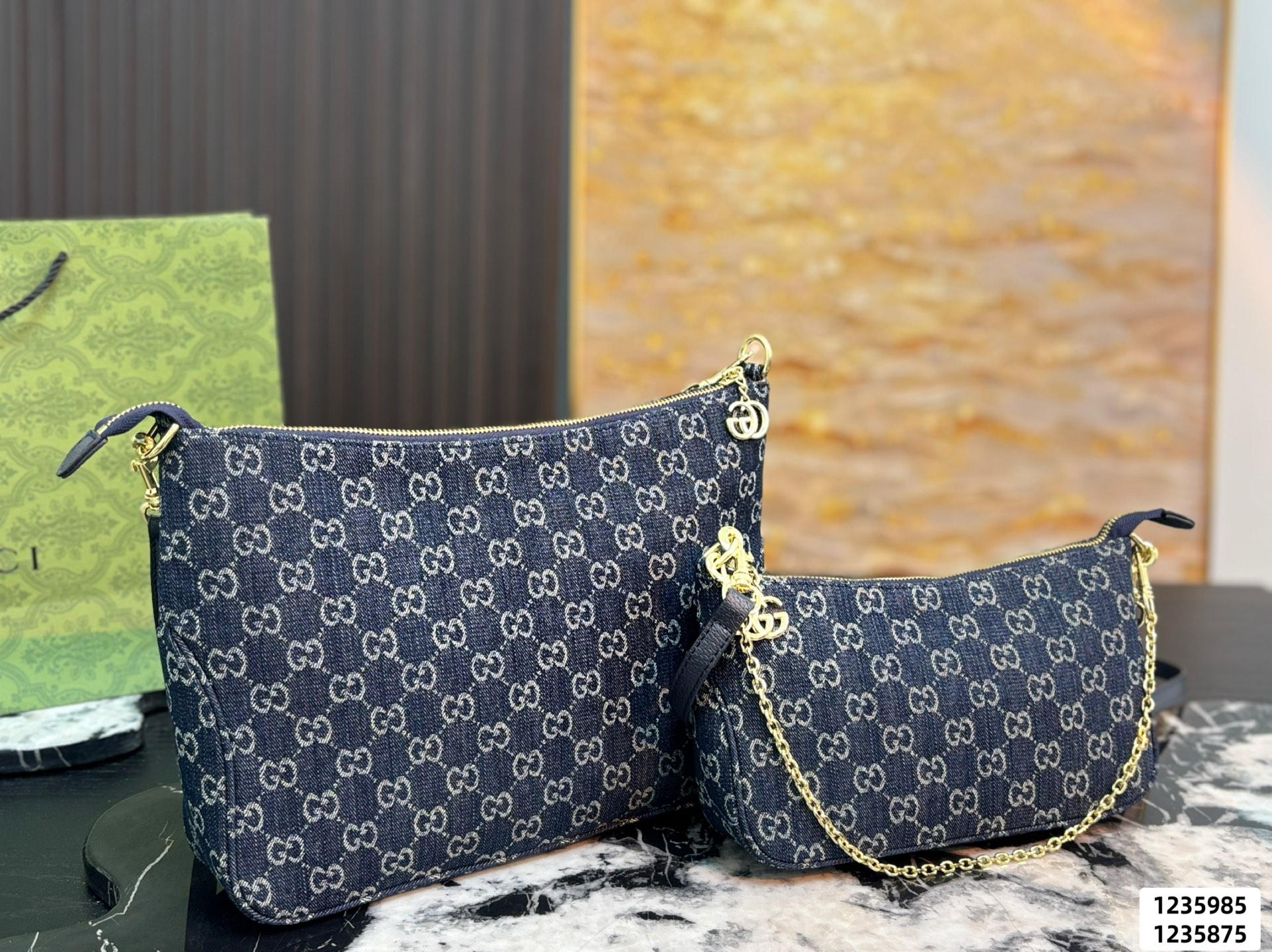Gucci GG Monogram Canvas Chain Shoulder Bag