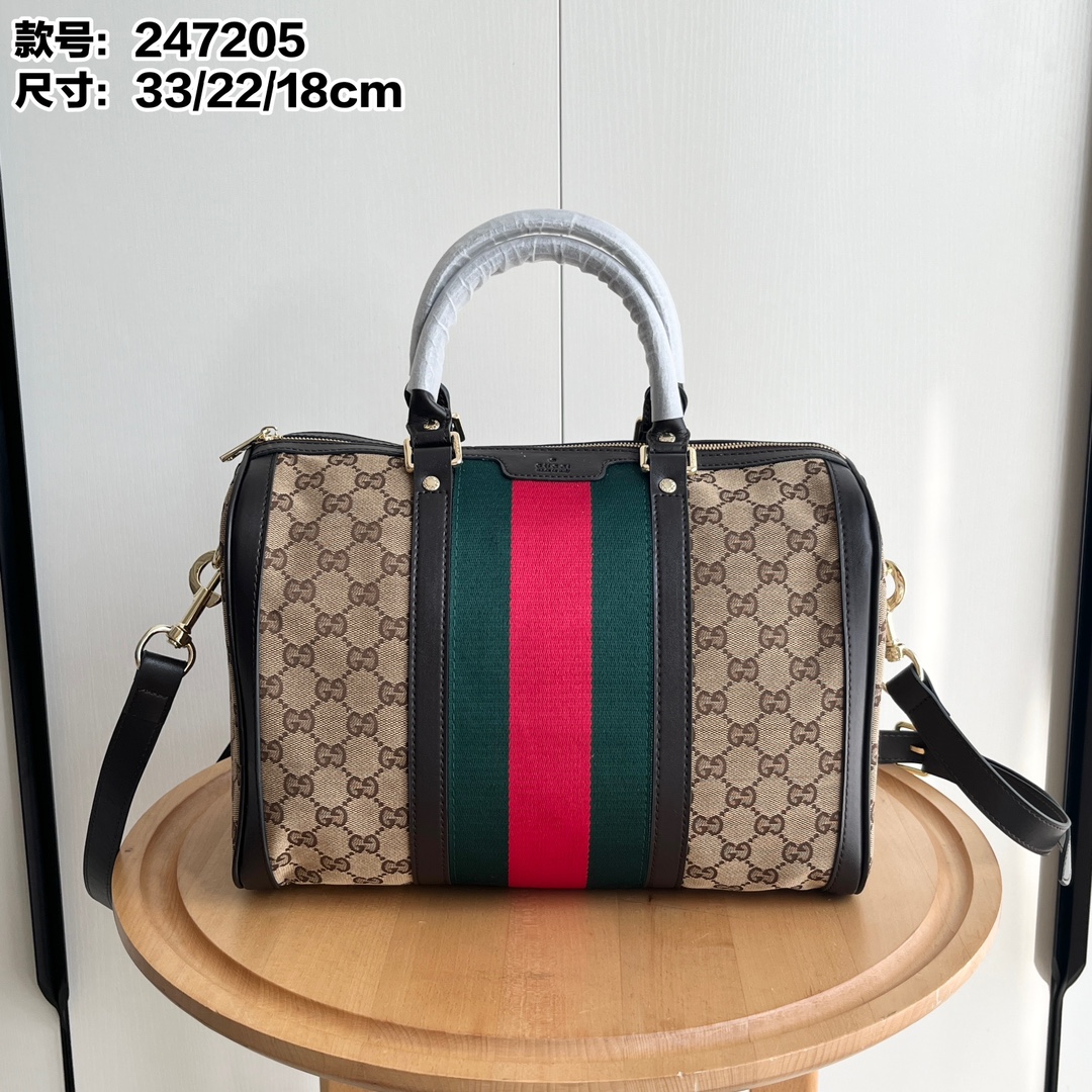Gucci Canvas Boston Tote Bag