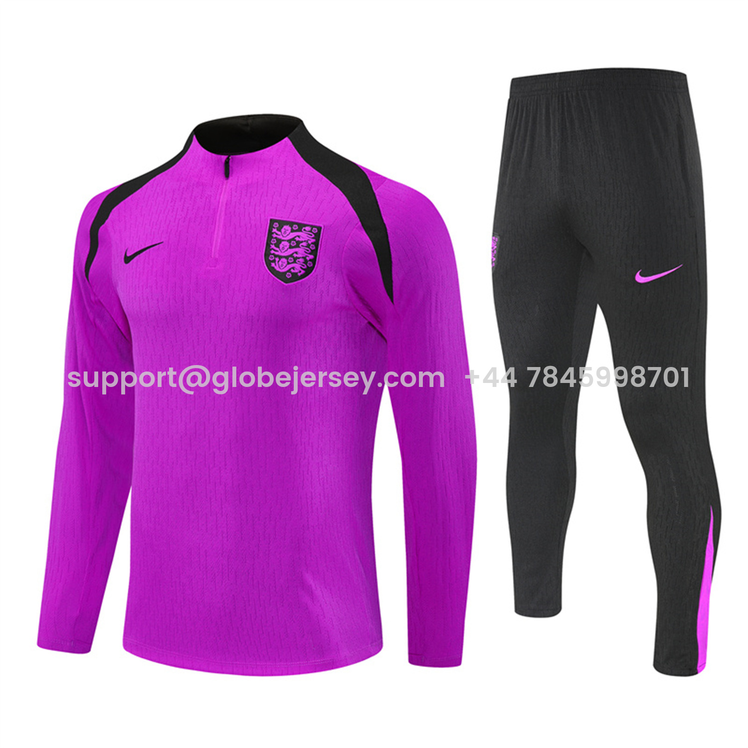 England 25-26 Long Sleeve Training Set - Player Version - Purple Top and Black Pants